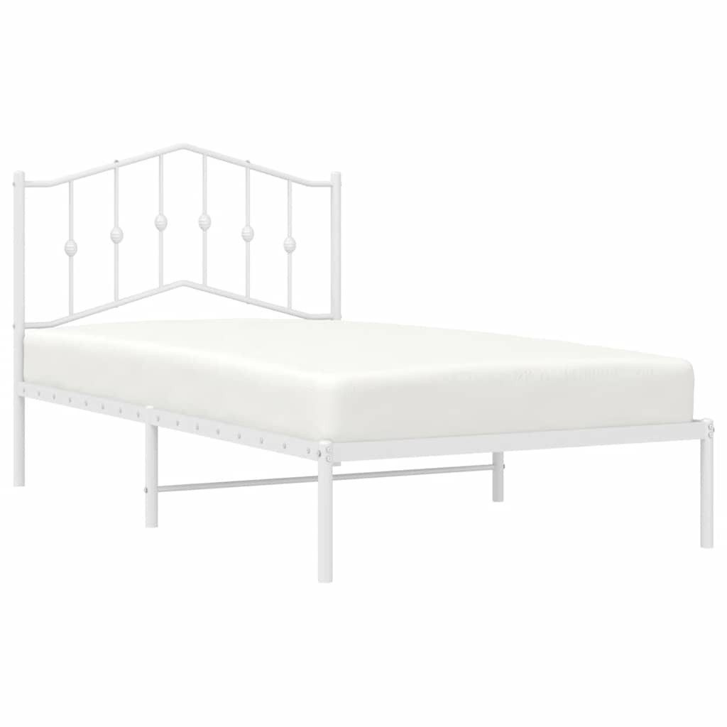 Bett Bettgestell mit Kopfteil Metall Weiß 100x190 cm