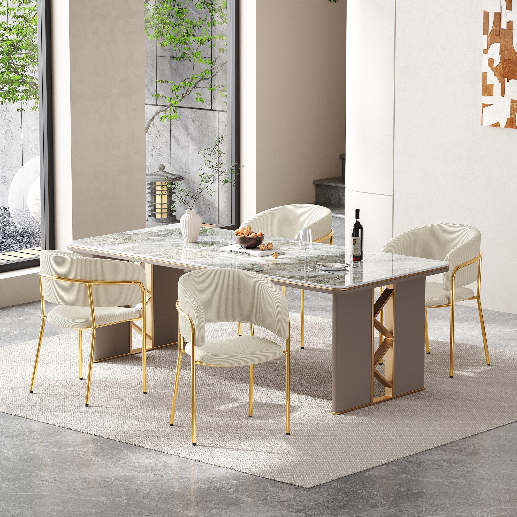 Flieks Esszimmerstuhl (Set, 4 St), 4er Set Polsterstühle mit Armlehnen Wohn günstig online kaufen