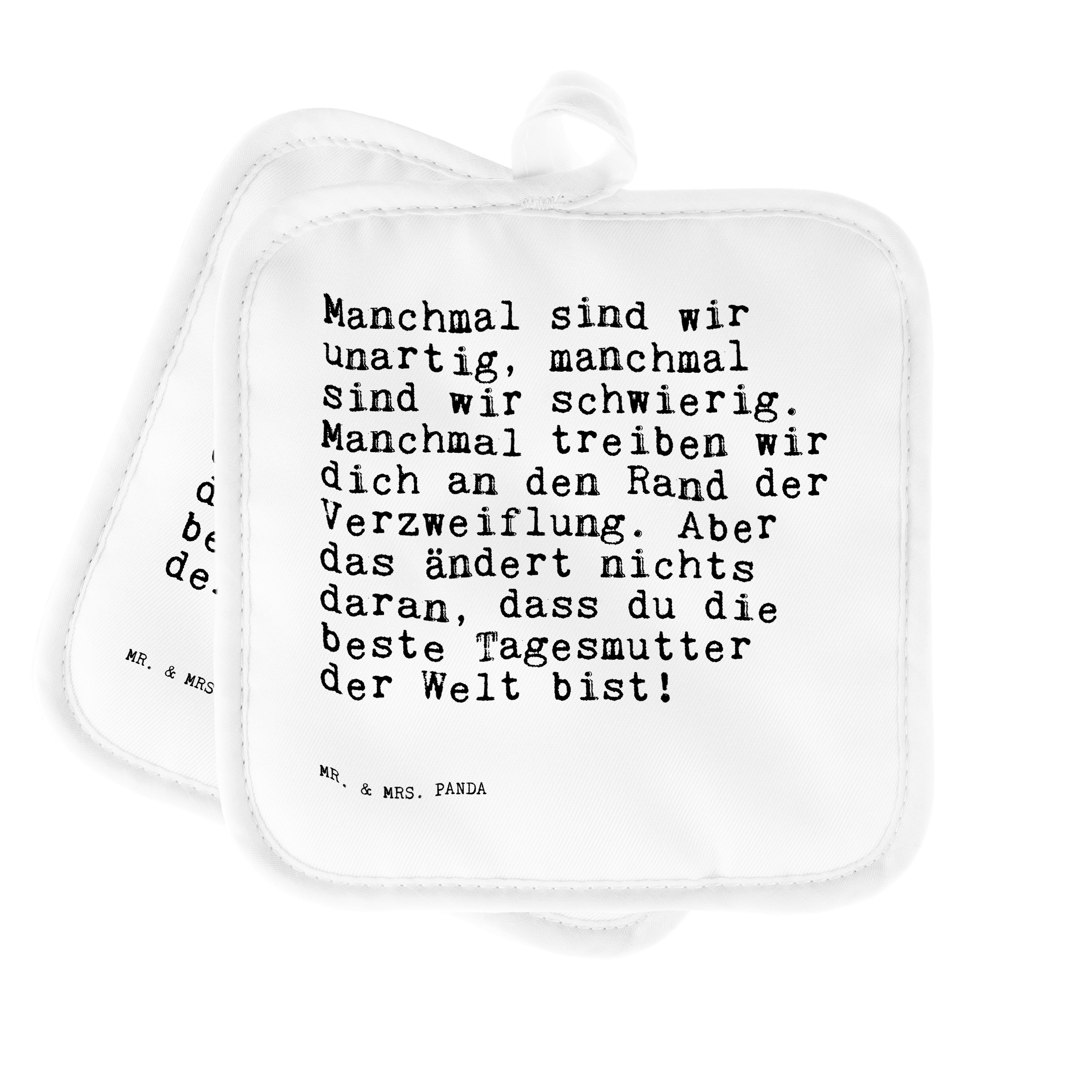 Mr. & Mrs. Panda Topflappen Manchmal sind wir unartig,... - Weiß - Geschenk, Mutter, Zitate, Beru, (1-tlg)