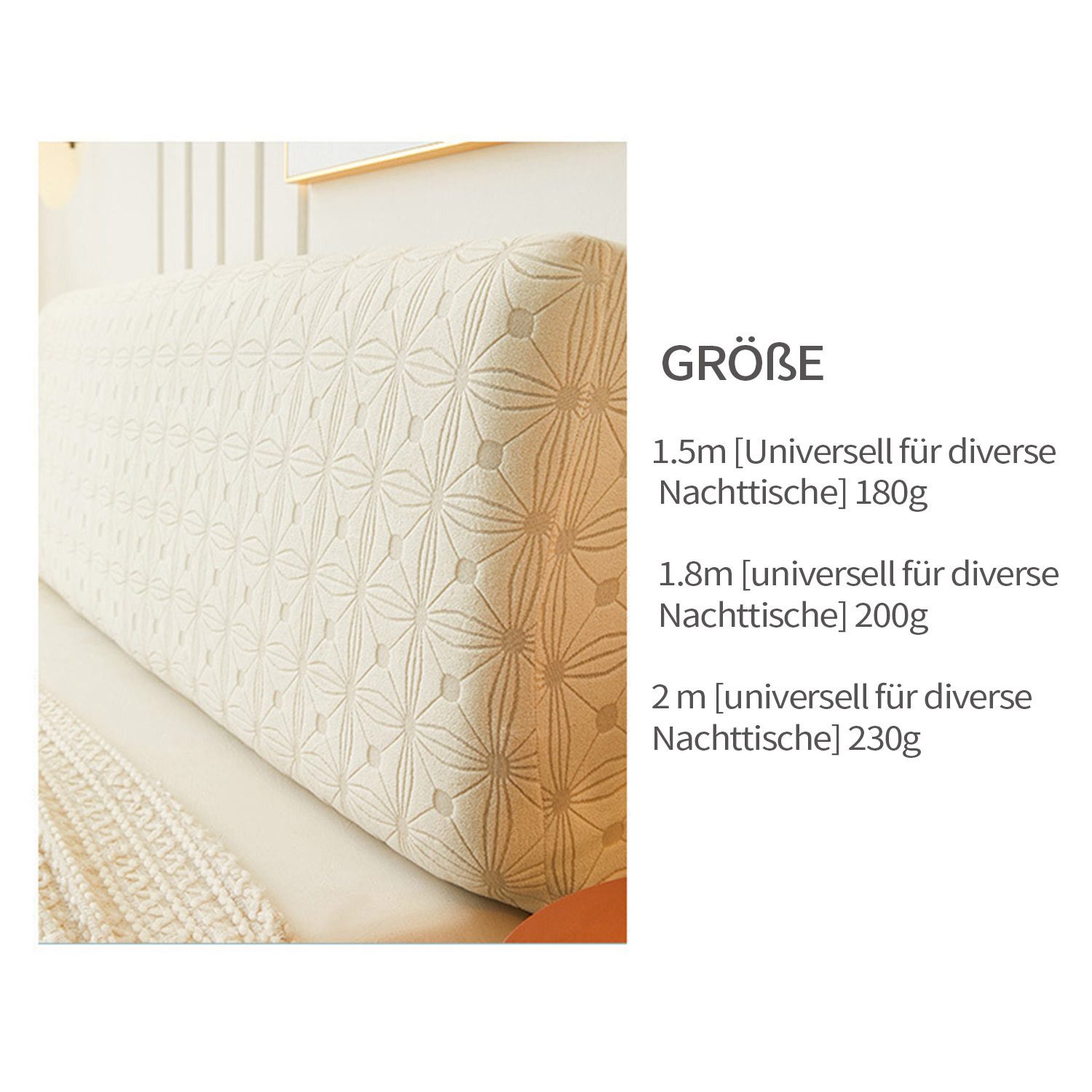 Refttenw Betthusse Bettkopfteil Hussen Bett Kopfteil Bezug Staubdicht Schutzhülle, Kopfteilbezug 150/180/200cm Für Doppelbett Einzelbett