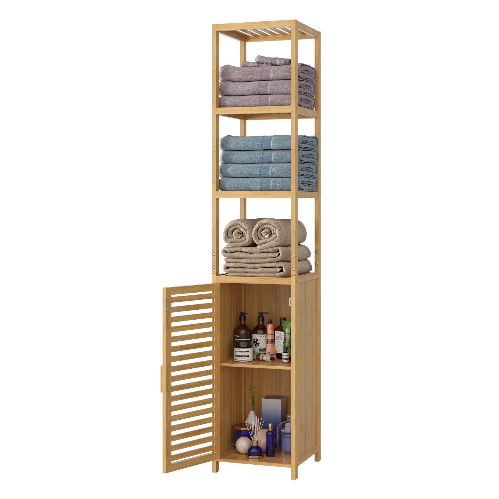 Homfa Hochschrank aus Bambus Badezimmer-Hochschrank Badregal günstig online kaufen