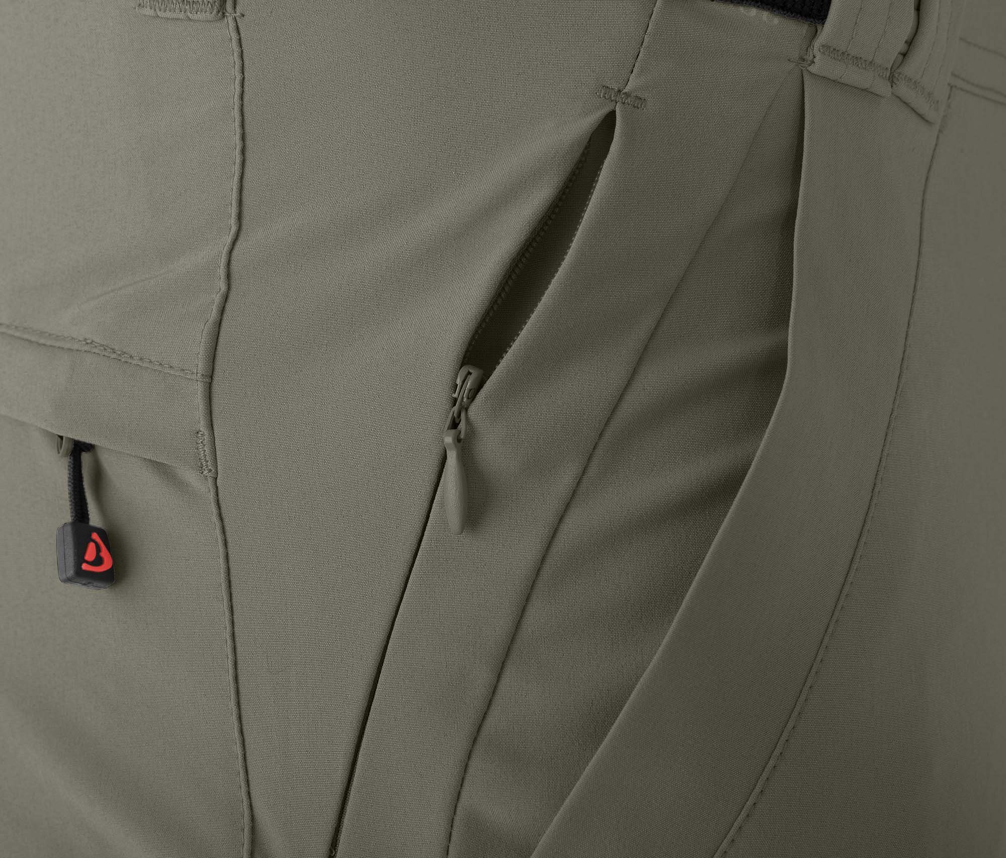 Bermuda Herren elastisch, Taschen, Wanderhose, Bergson Zipp-Off Zip-off-Hose FROSLEV grau/grün recycelt, Normalgrößen, 8