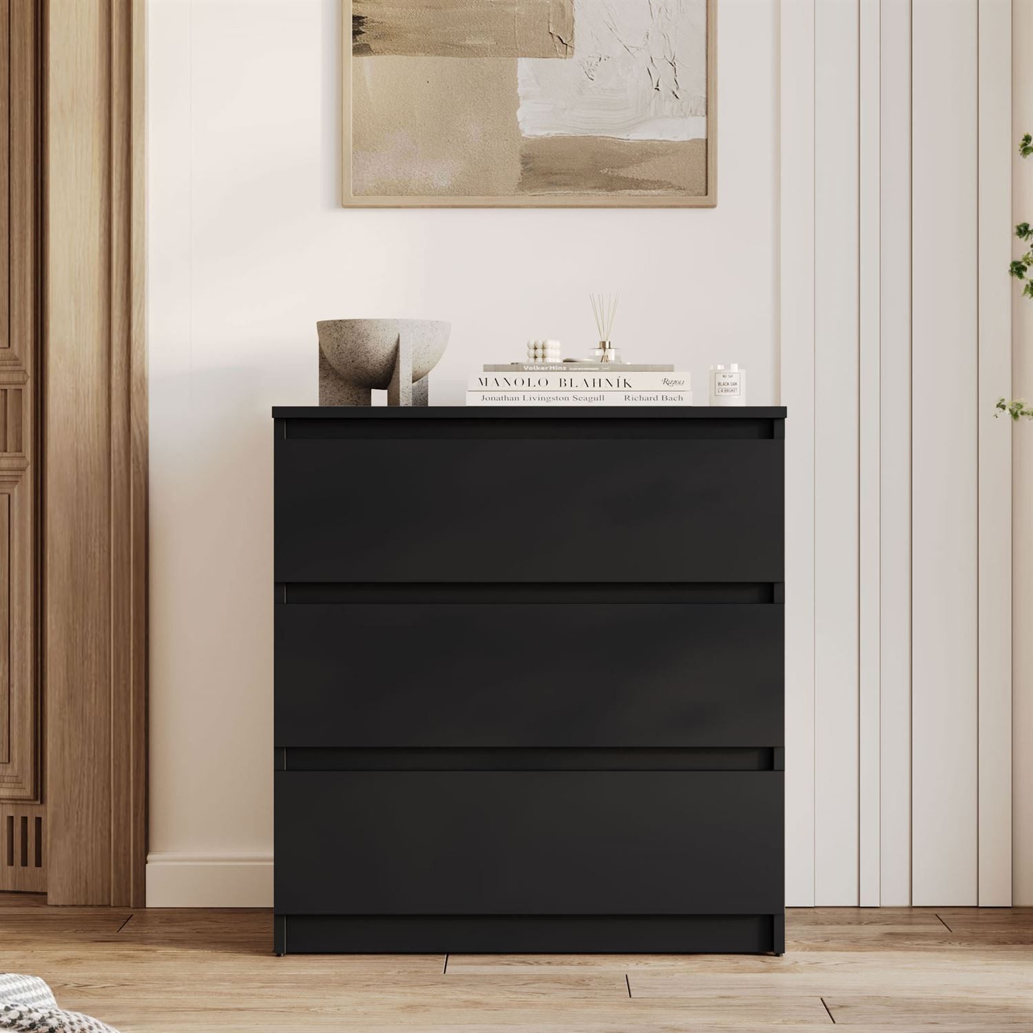 Lookway Kommode HANA M3 mit 3 Schubladen – modernes Design & praktische Aufbewahrung, Breite: 70 cm