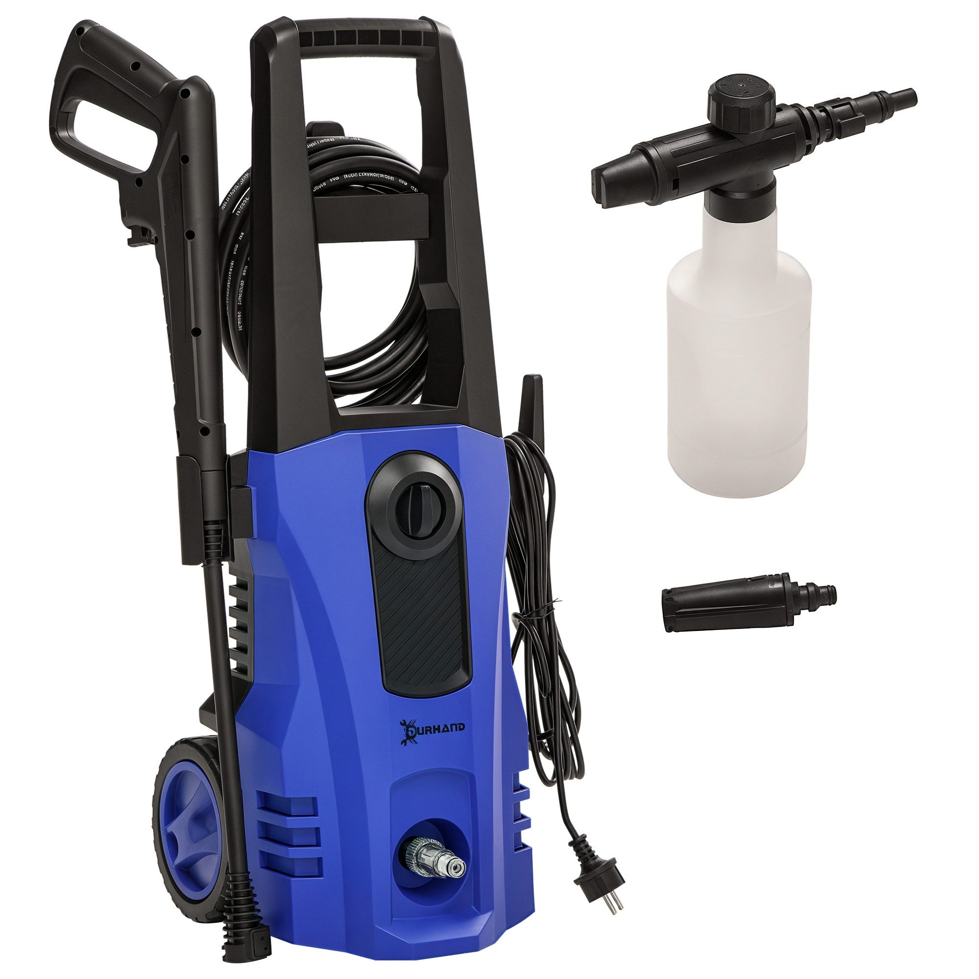 Durhand Hochdruckreiniger Flächenreiniger mit Bürsten Pistole Blau, Druck max: 150 bar, 1800 W, Fördermenge max: 420 l/h, (Hochdruckschlauch, 1 tlg., Hochdruckwascher), 1800 W, max. Wassermenge: 420 l,h