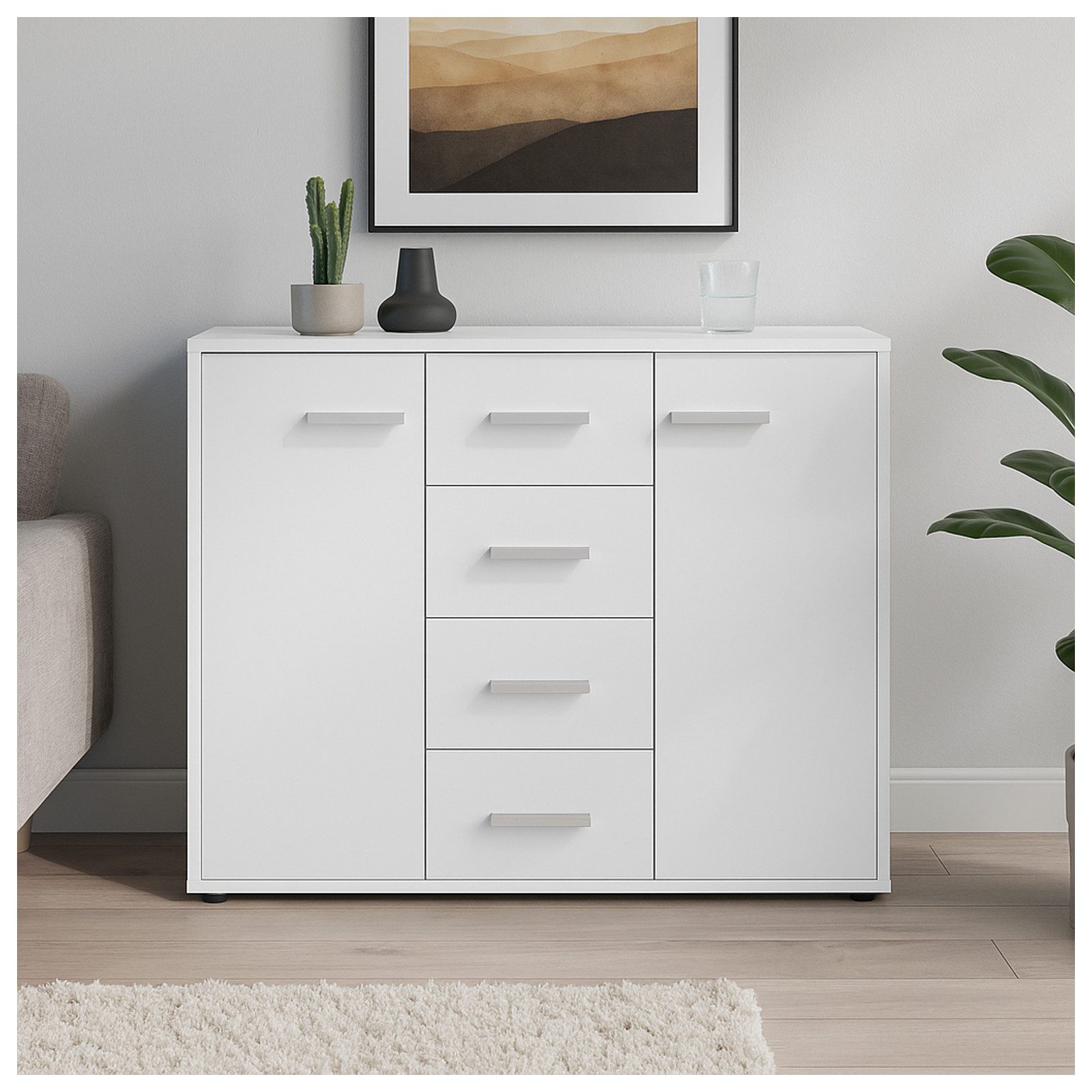 HTI-Living Sideboard Sideboard Nina mit 4 Schubladen Weiß (Stück, 1 St., 1 günstig online kaufen