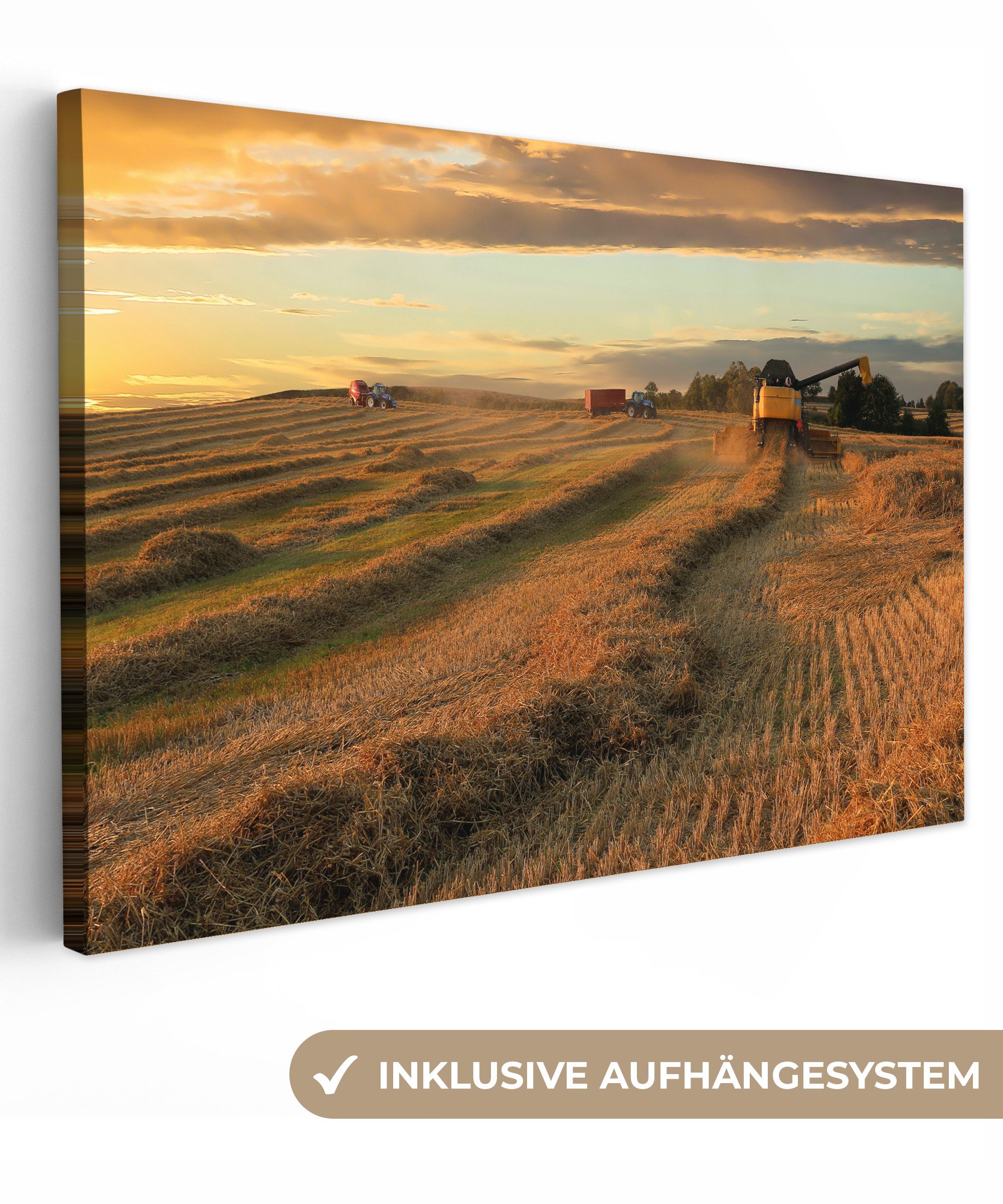 OneMillionCanvasses® Leinwandbild Traktor - Sonne - günstig online kaufen
