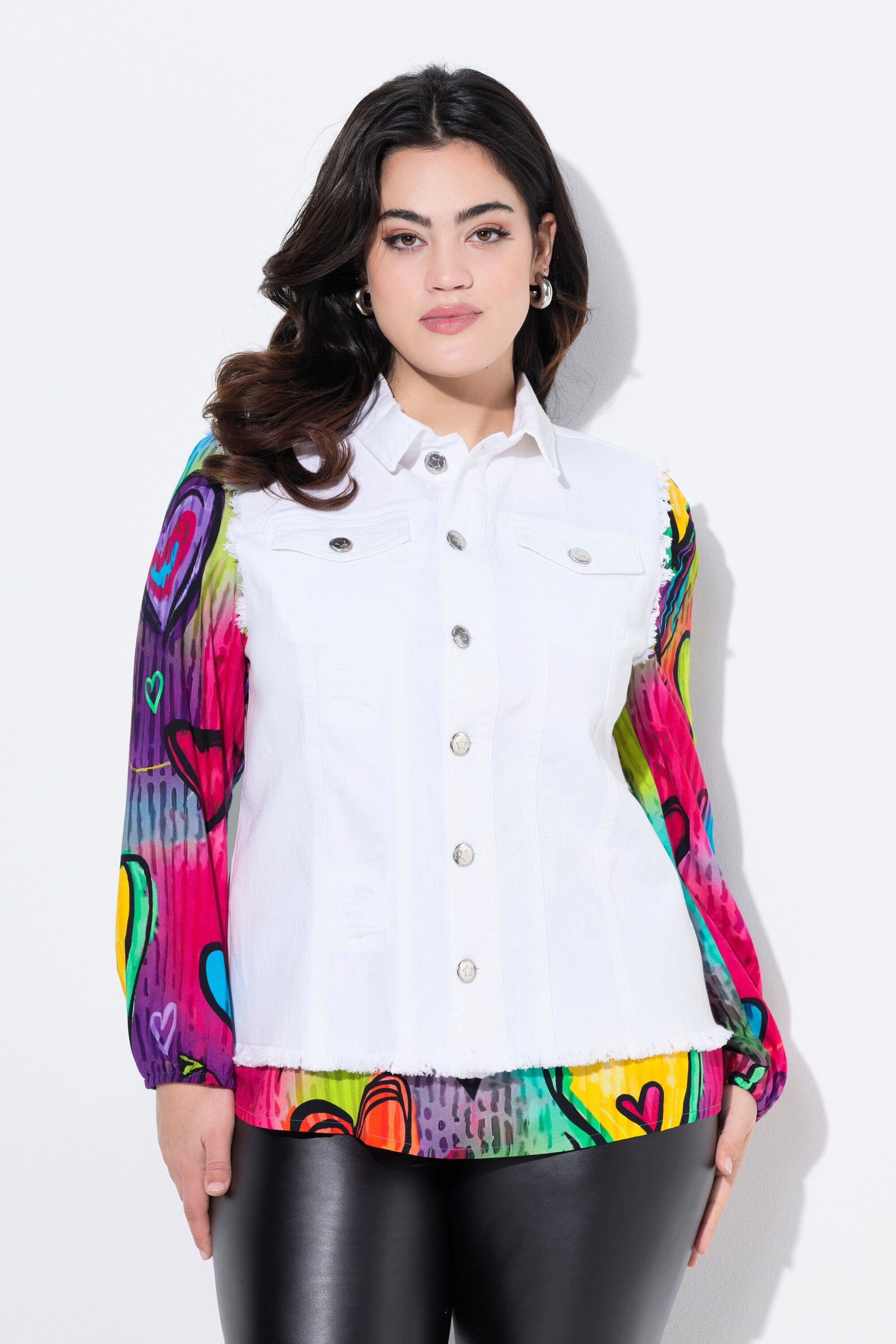 Angel of Style Steppweste Jeansweste offene Kanten gerundeter Saum günstig online kaufen