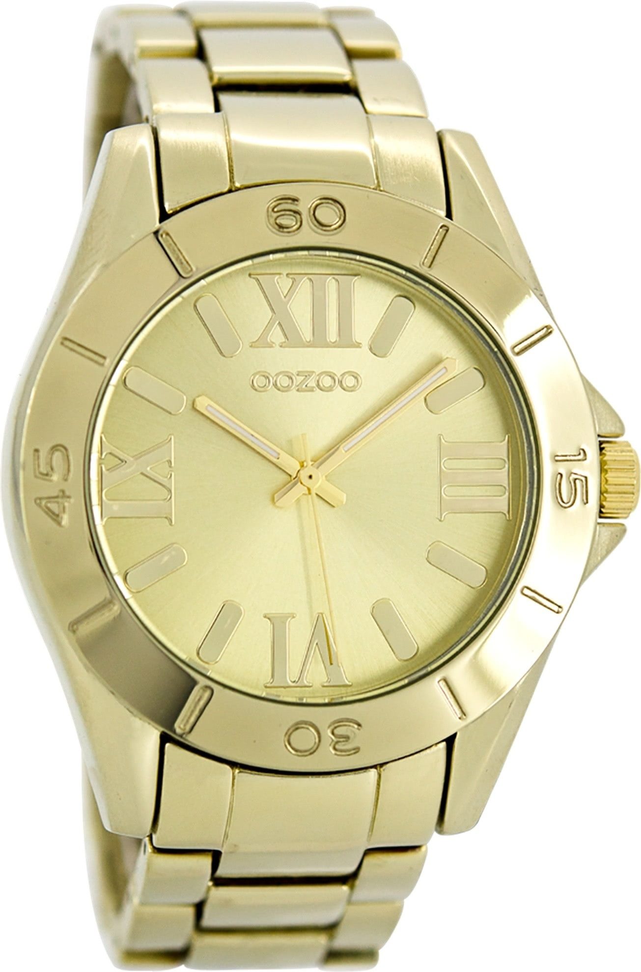 OOZOO Oozoo Unisex Armbanduhr Vintage Series, (Analoguhr), Damen, Herrenuhr rund, groß (ca. 41mm) Metallarmband gold
