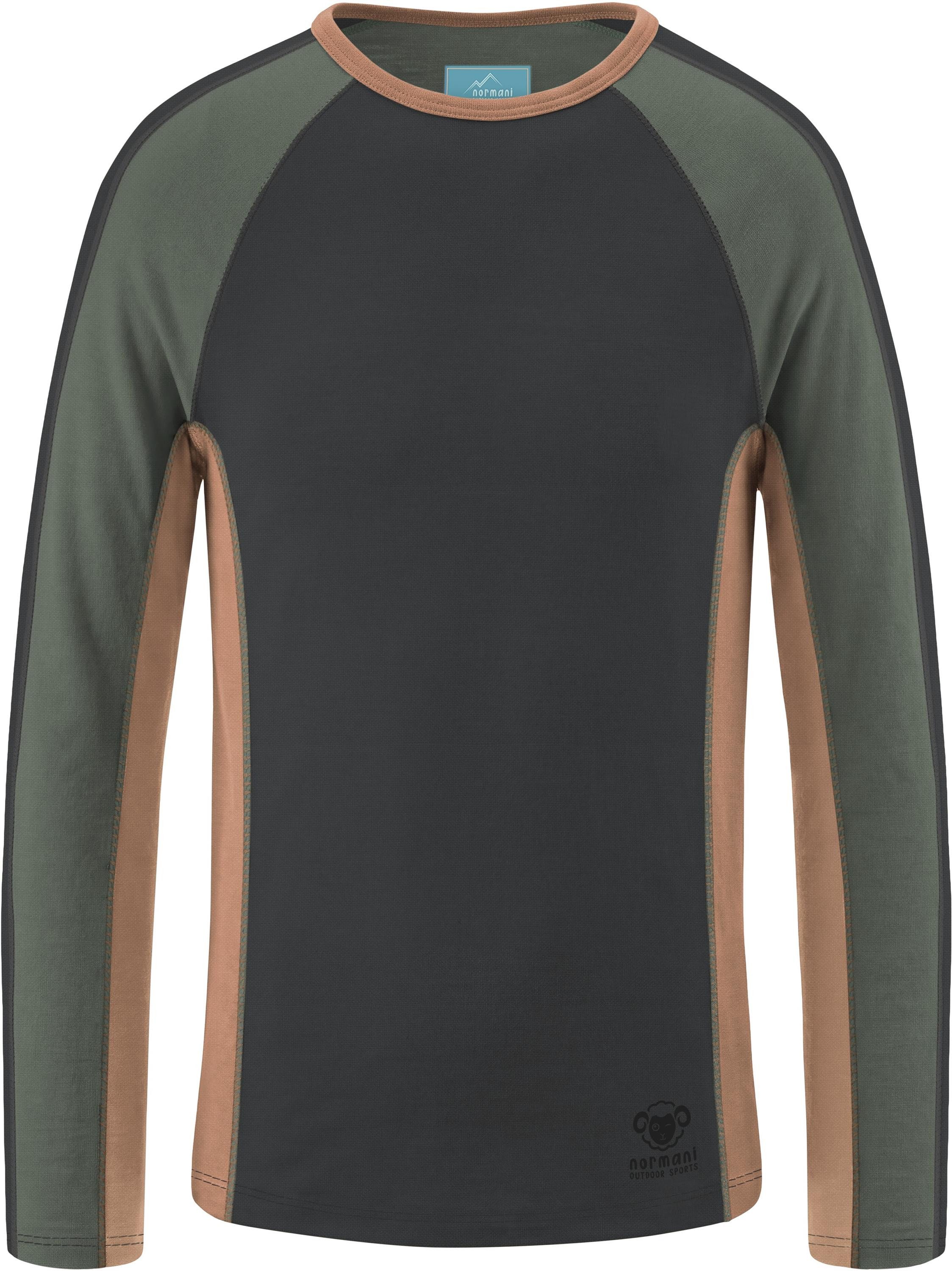 normani Funktionsshirt Kinder Merino Langarm Derby Unisex Ski-Thermounterhemd Funktionshemd aus 100 % Merinowolle