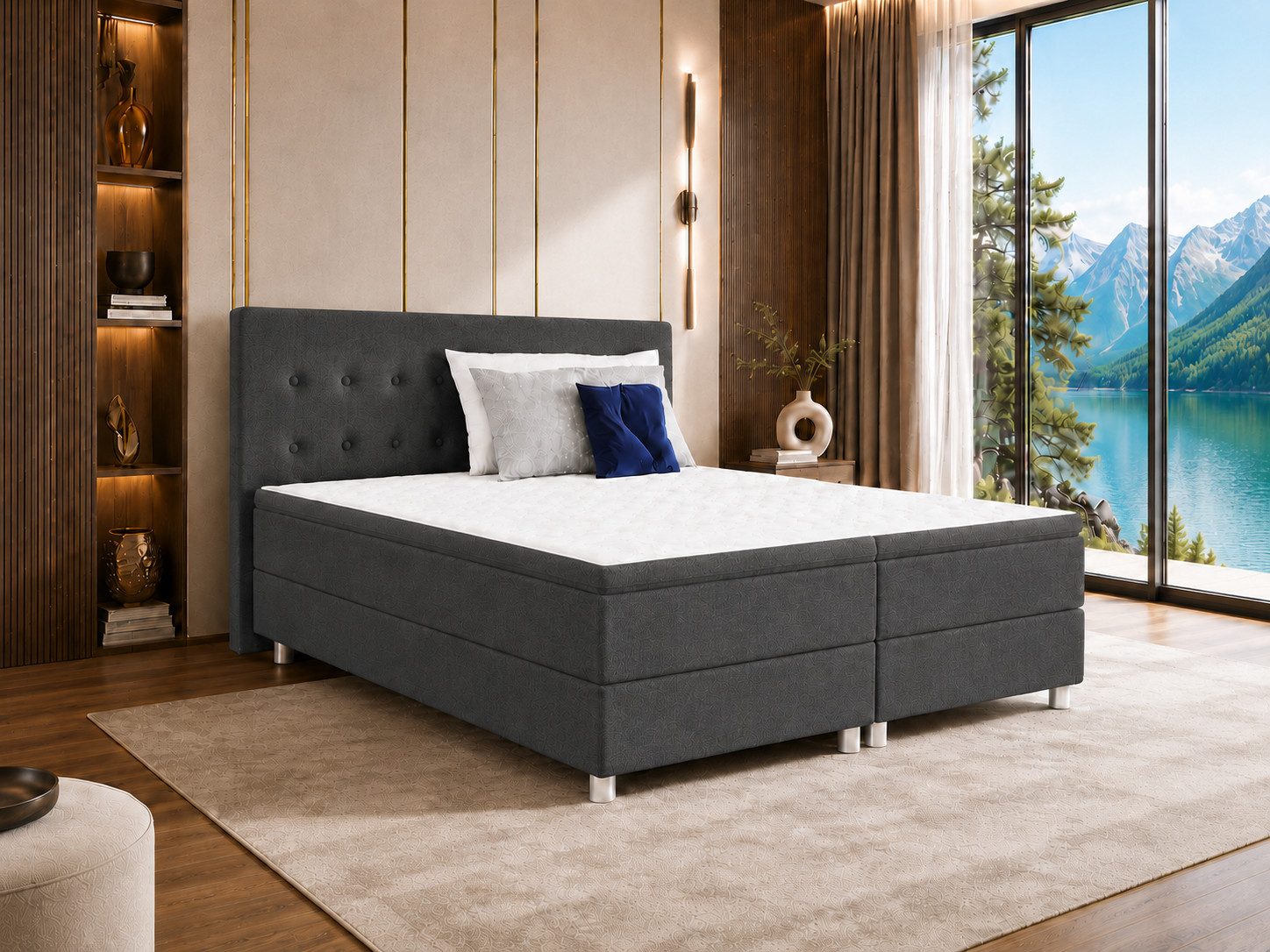 Best for Home Boxspringbett mit gepolstertem Kopfteil, komfortabler Bonnell-Matratze & 5 cm Topper (Boxspringbett-Set mit Matratze und Topper, 1-St., 90x200 120x200 140x200 160x200 180x200 200x200), Handwerksqualität,TOP Preis-Leistungs-Verhältnis