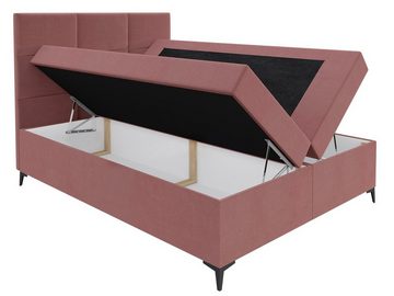 MIRJAN24 Boxspringbett Fava (Matratze + Topper), mit 2 Bettkästen, Metallfüße