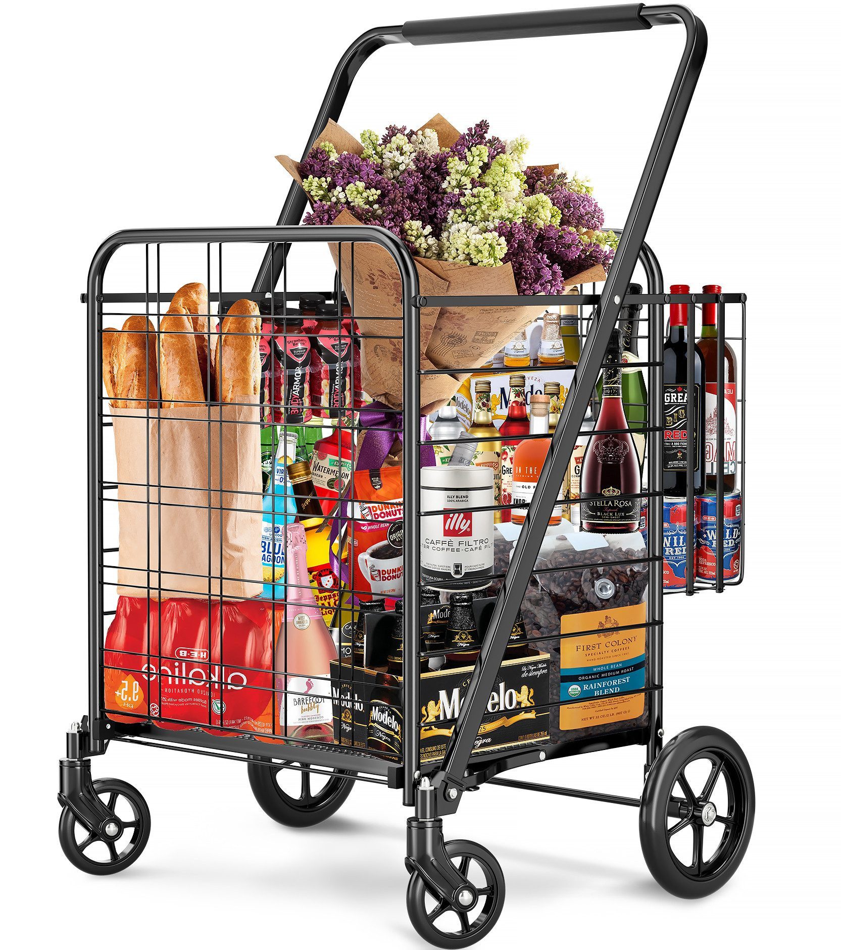 POPOLIC Einkaufstrolley Jumbo-Einkaufswagen mit 201 kg Tragkraft, robuster günstig online kaufen