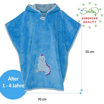 Smithy Badeponcho Baby Dino, 55x70, Baumwoll-Mischung, mit Druckknöpfen am Armloch