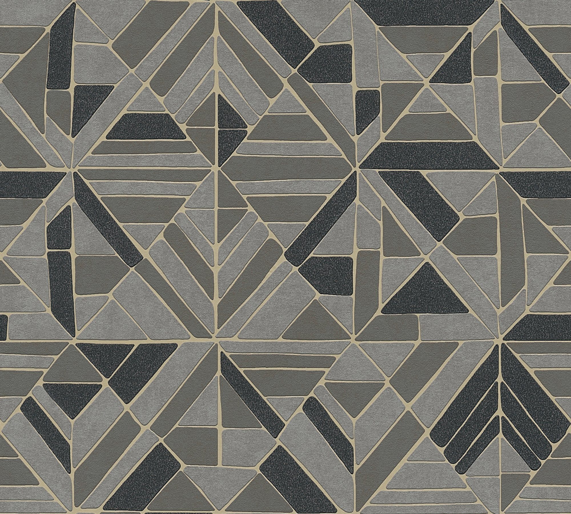 A.S. gemustert, Tapete Création Pop Retro Geometrische schwarz/dunkelgrau/braun aufgeschäumt, Style, Vliestapete