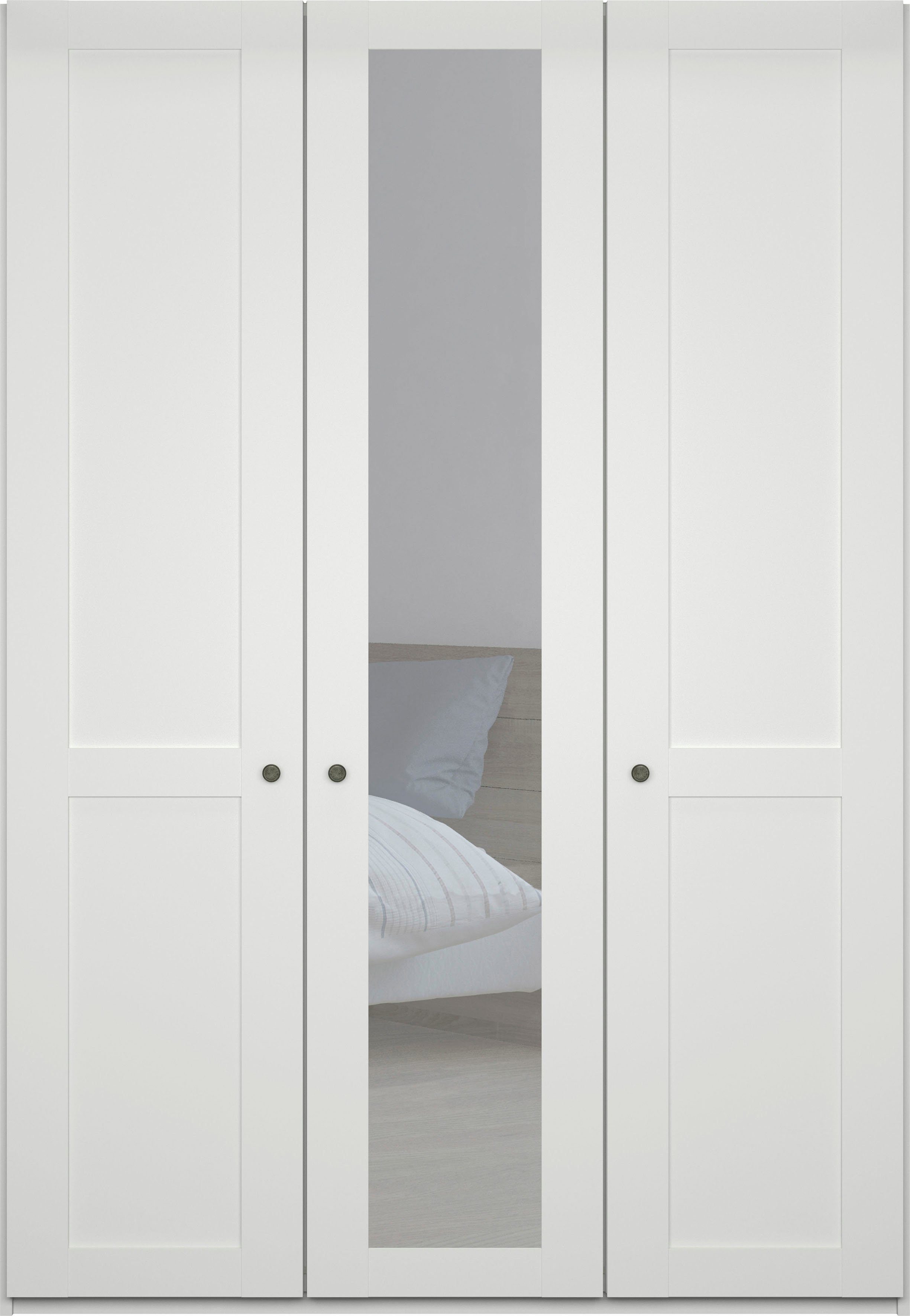 WIEMANN Kleiderschrank Göteborg, mit 95° Öffnungswinkel, Made in Germany inkl. Spiegel und Türendämpfung, moderner Landhausstil
