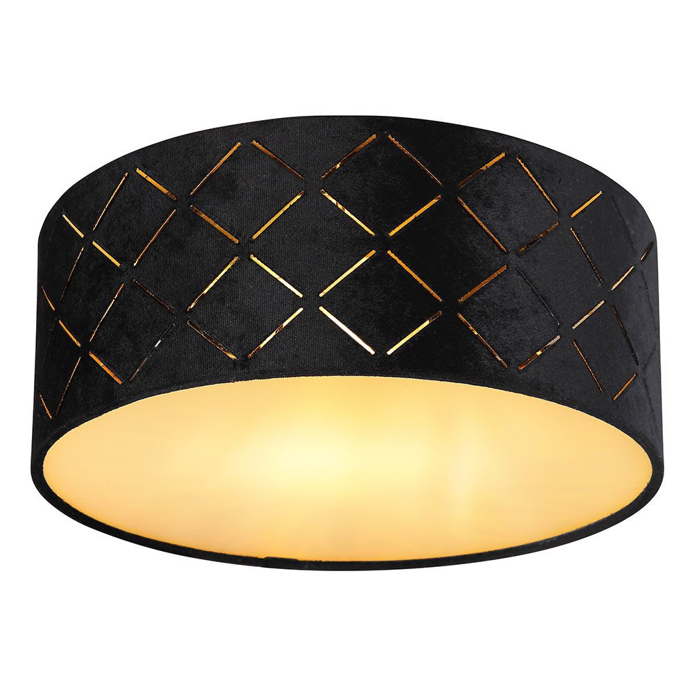 GLOBO LIGHTING Deckenleuchte, Leuchtmittel nicht inklusive, Deckenleuchte schwarz Samt Kunststoff opal 1 flammig Schlafzimmerlampe. Reduzierter Preis € 32,99. Unverbindliche Preisempfehlung € 49,99