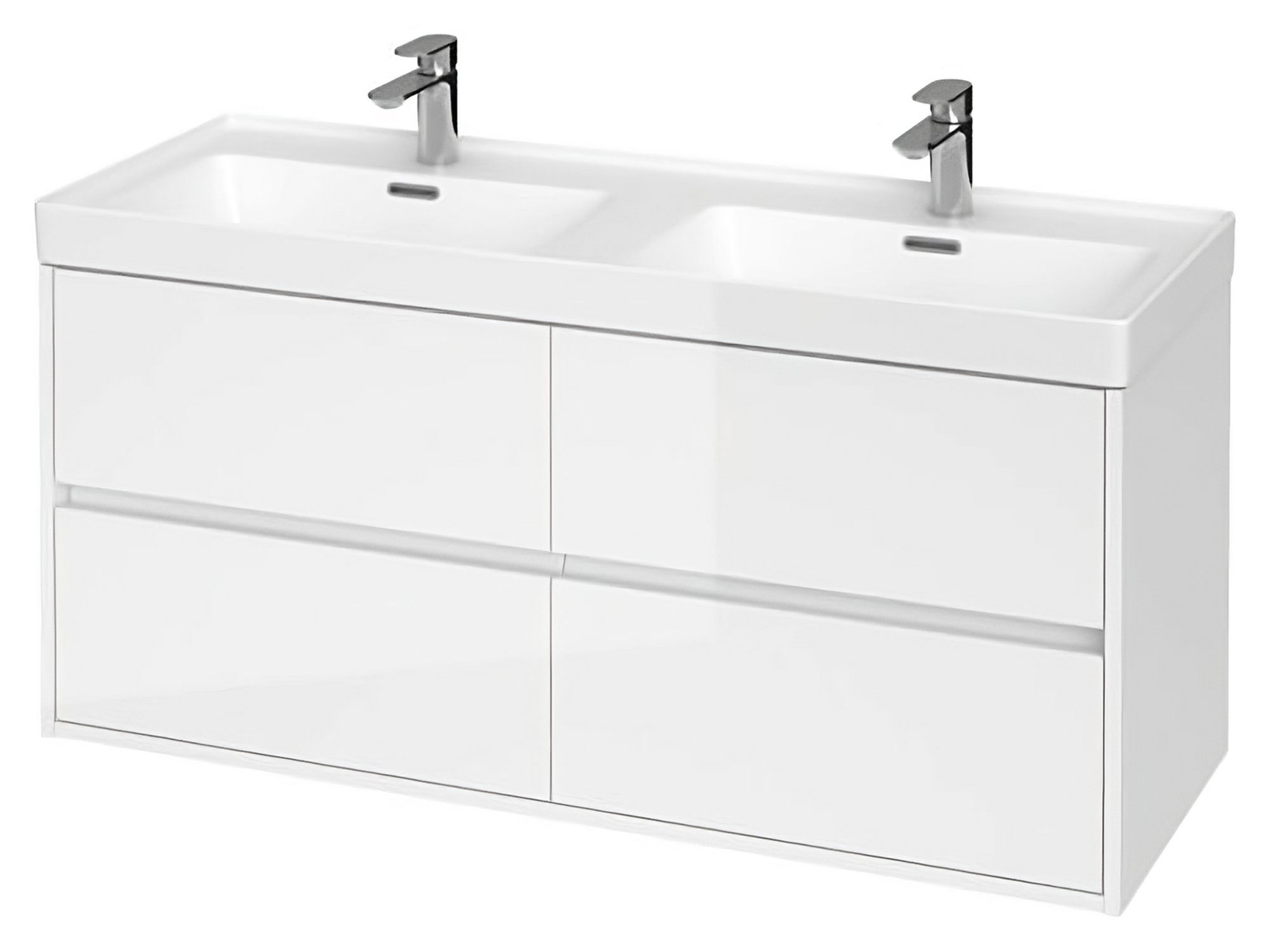 KOLMAN Waschbeckenunterschrank Badmöbel Set CREA 120 Badezimmerschrank mit Schubladen & Keramikwaschbecken Weiß