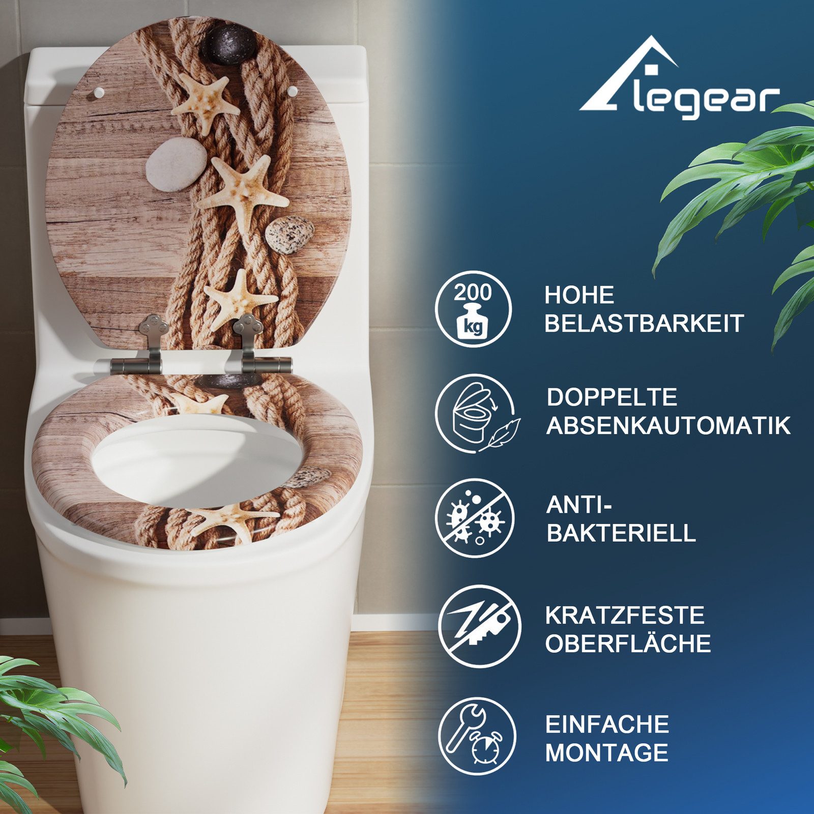 Elegear WC-Sitz Holz Toilettendeckel mit Doppelte günstig online kaufen
