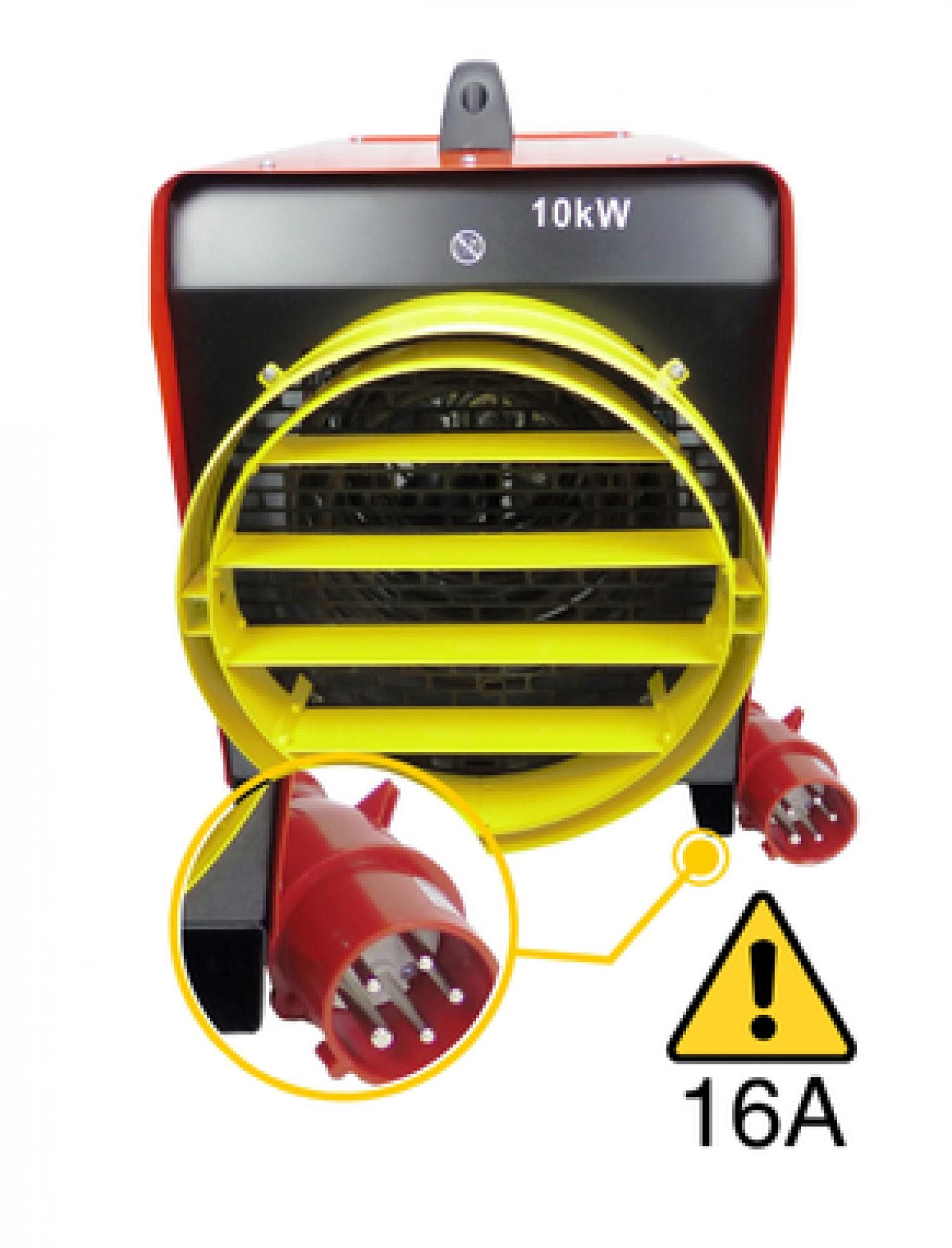 WDH Heizgerät Starkstrom WDH-BGP10S, 10000 W, Keinerlei Verstellung bei Stromausfall