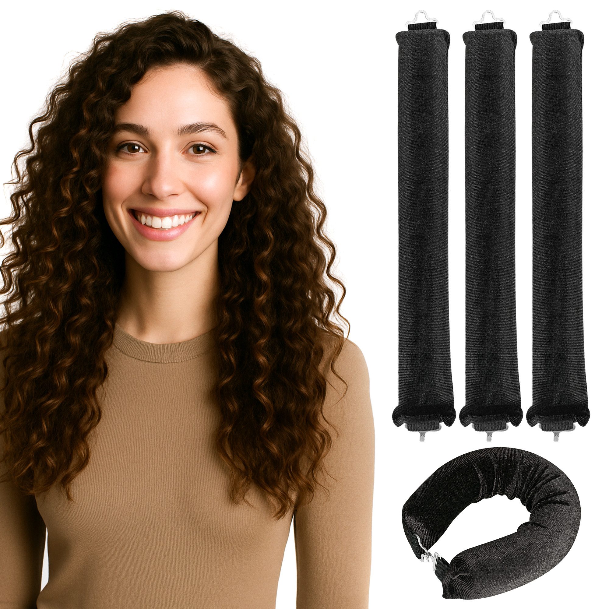 Dilara Lockenwickler 3er Set - Weiche Samt-Haarroller für natürliche & voluminöse Wellen, Schonend, biegsam & handgefertigt für gesunde Locken, ganz ohne Hitze