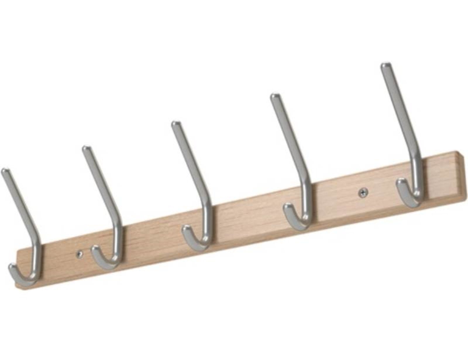 Wandgarderobe Wandgarderobe Holzprofil Buche 5 Hut-/5 Mantelhaken Länge 700 mm Hake