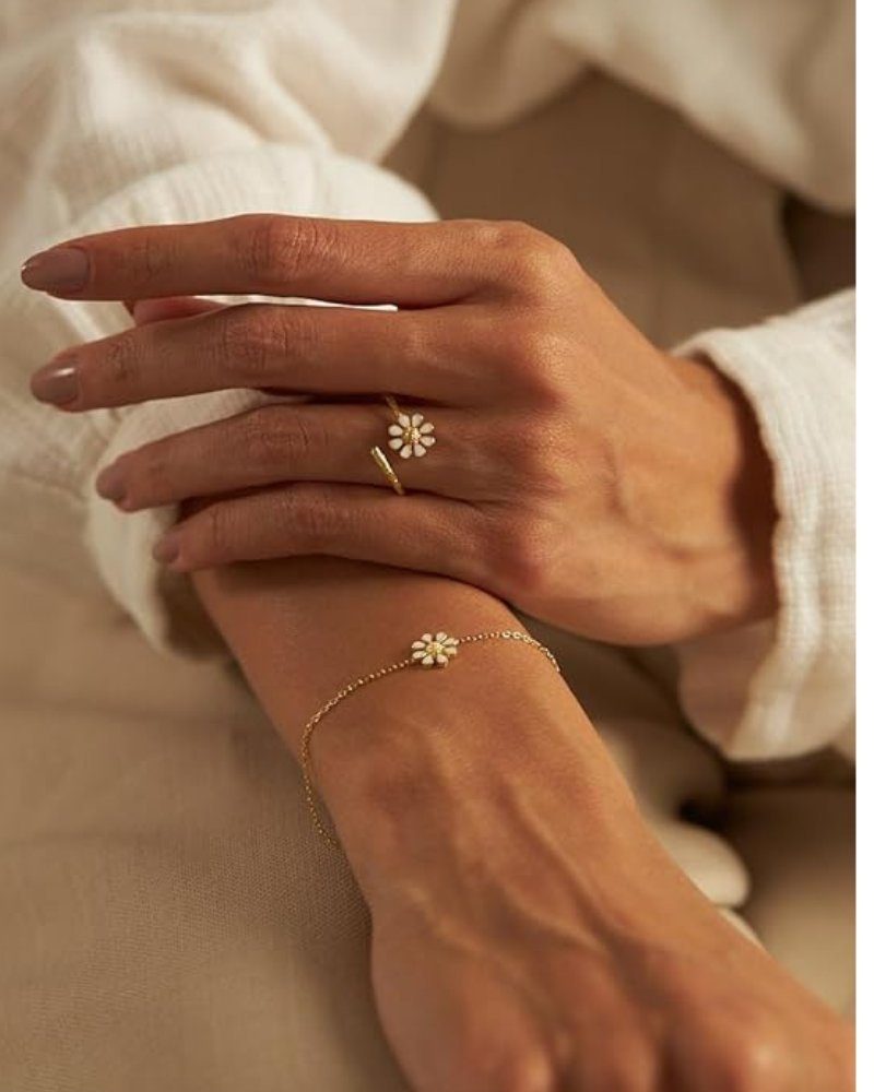 Armband Gold I, Armband Einzelstück® mit Daisy Zirkonia Gänseblümchen mit Einzelstück
