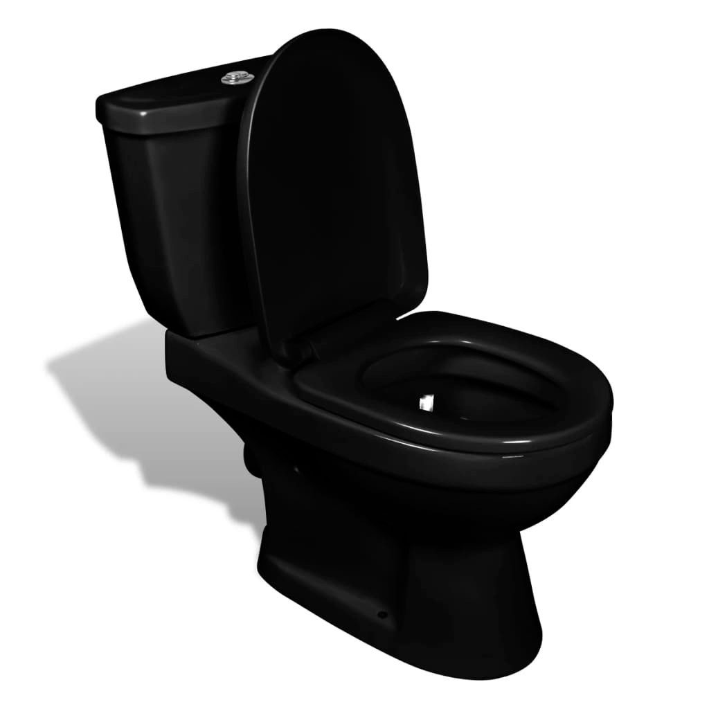 vidaXL Tiefspül-WC, Toilette mit Spülkasten Schwarz