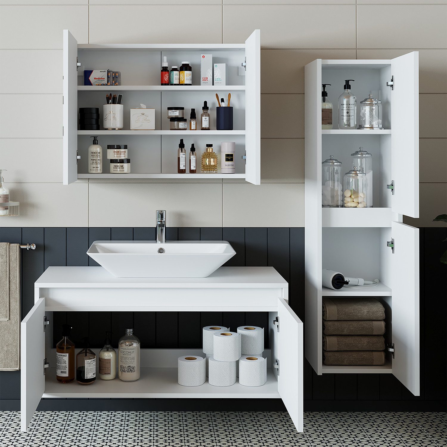 Roomart Badmöbel-Set ATL4TLG-100, (Badmöbel Set Unterschrank mit Waschbecke günstig online kaufen