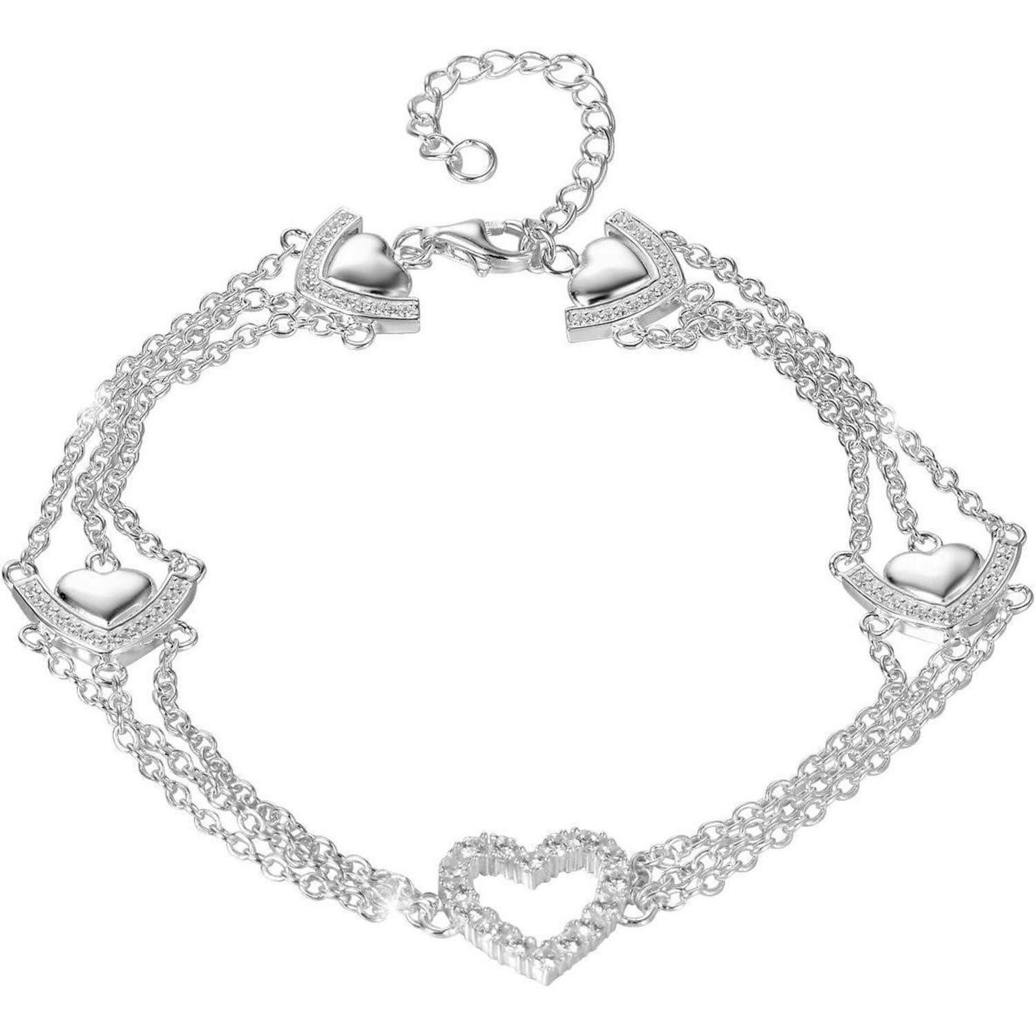 LuxusKollektion Fußketten Set Herz Fußkettchen Silber 925 Zircon Mehrreihig Fußschmuck Damen
