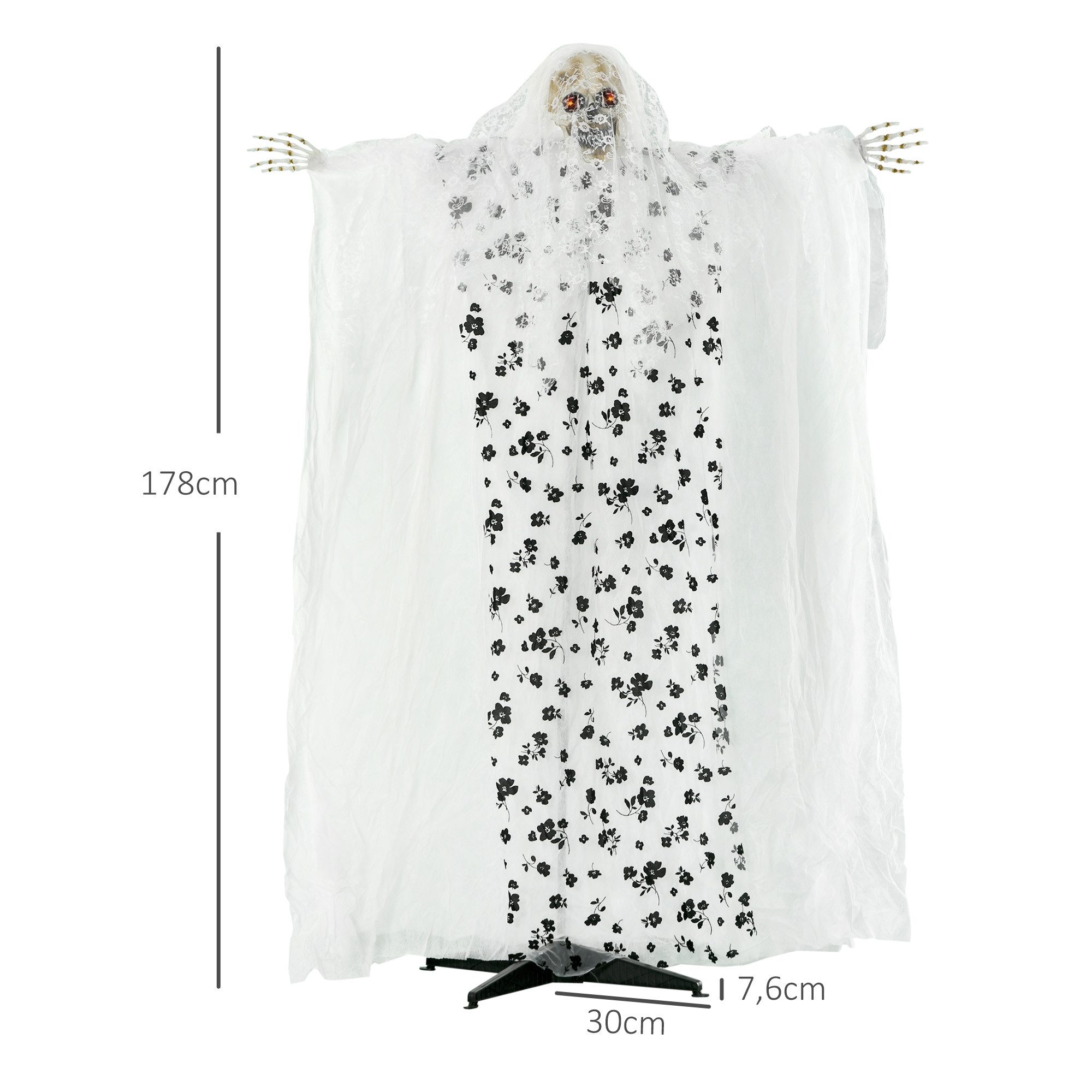 Outsunny Dekofigur Halloween Dekoration Geisterbraut mit Spezialeffekten, Soundfunktion (Set, 1 St., 1 x Halloween-Dekoration), Mit Leuchtern