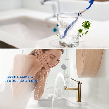 Lonheo Waschtischarmatur Bad WC Waschbecken 360° Drehbar Hochdruck Badarmatur Golden