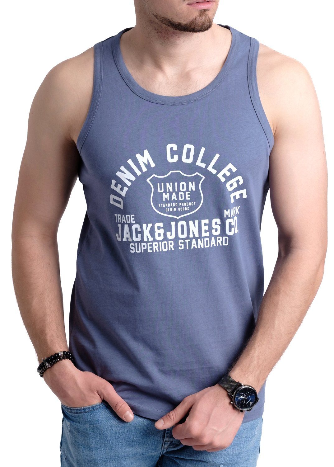 Jack & Jones Tanktop in Unifarbe, Rundhalsausschnitt