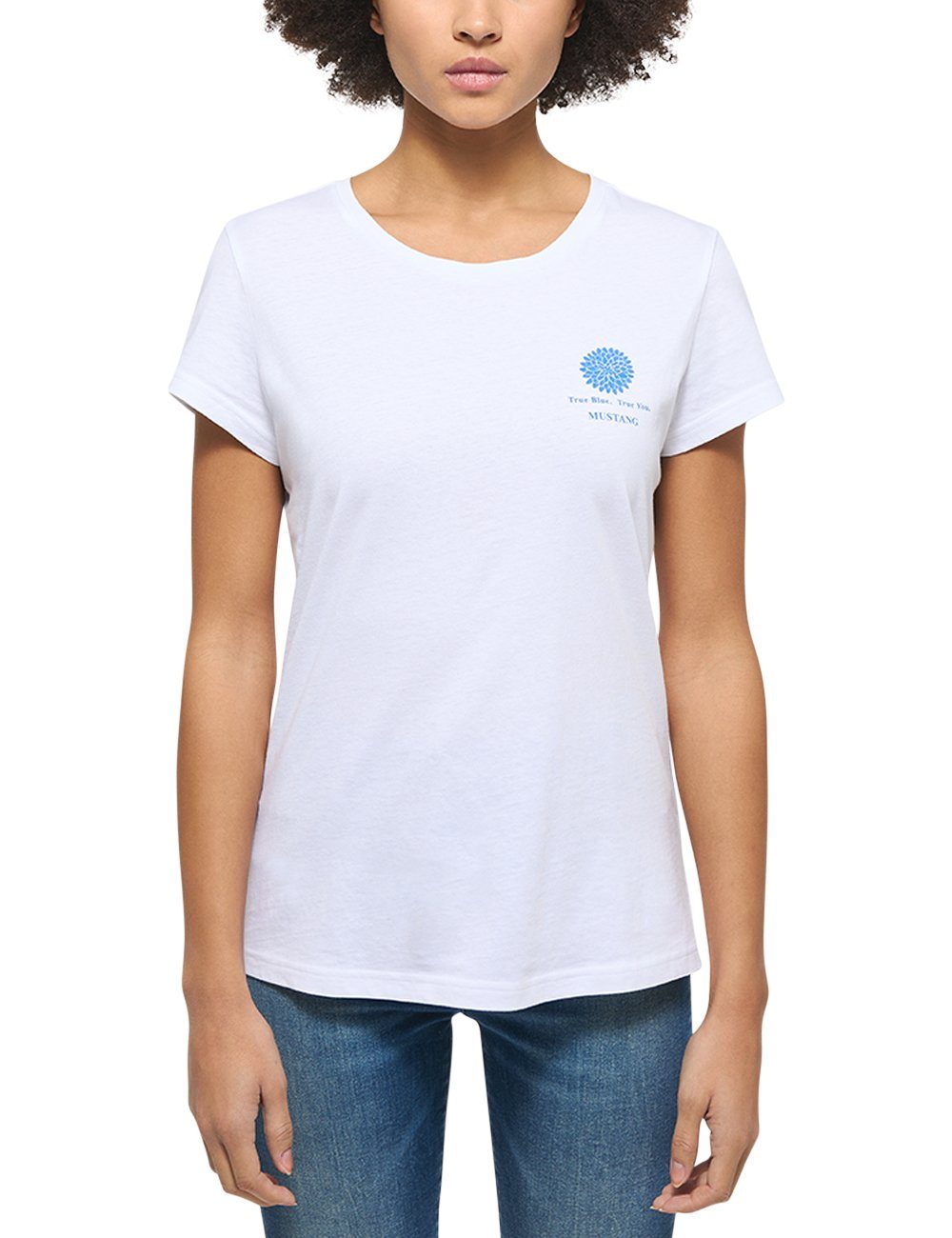 Alexia Rundhalsausschnitt T-Shirt Bequemer Style Chestprint, C MUSTANG