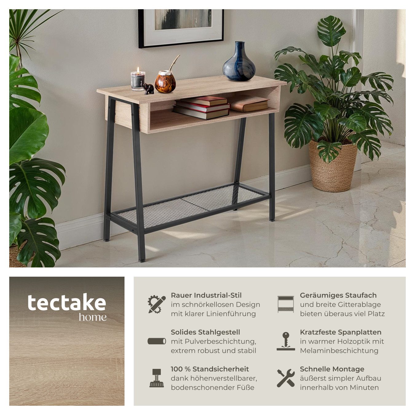 tectake Konsolentisch Beistelltisch Tralee 100x35x80,5cm (1-St., günstig online kaufen