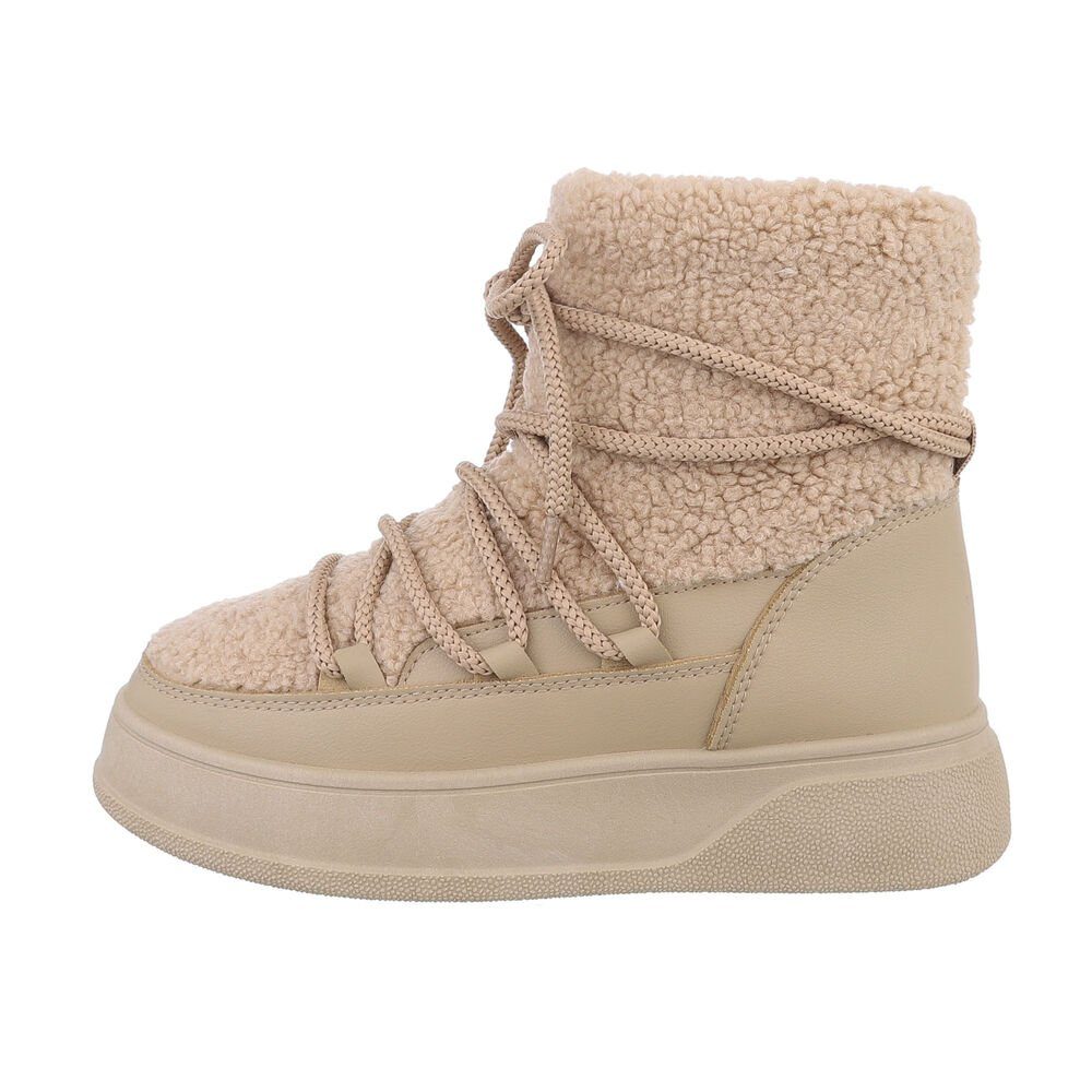 Ital-Design Damen Schnürschuhe Freizeit Snowboots (84456434) Keilabsatz/Wedge Keilstiefeletten in Hellbraun