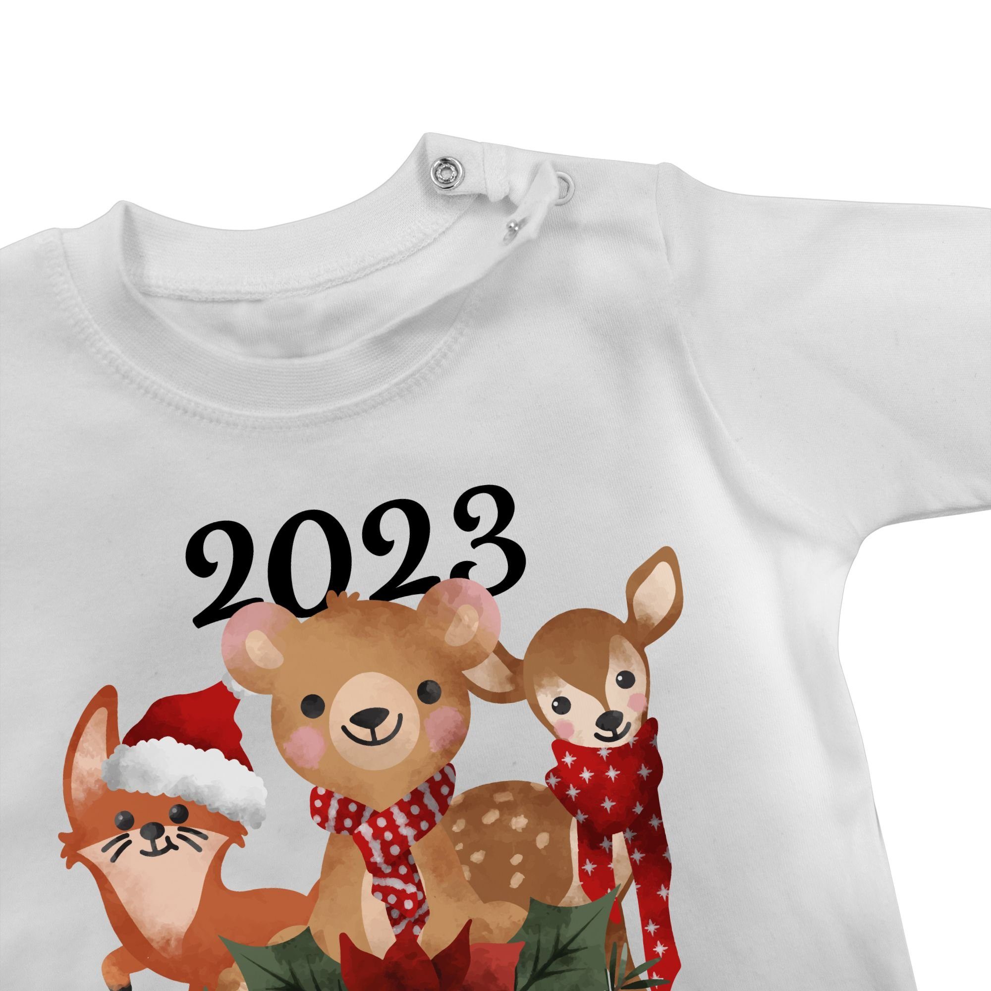 2023 - Weihnachten Kleidung 1 erstes Tieren Shirtracer Baby süßen Weiß T-Shirt mit Weihnachten schwarz Mein