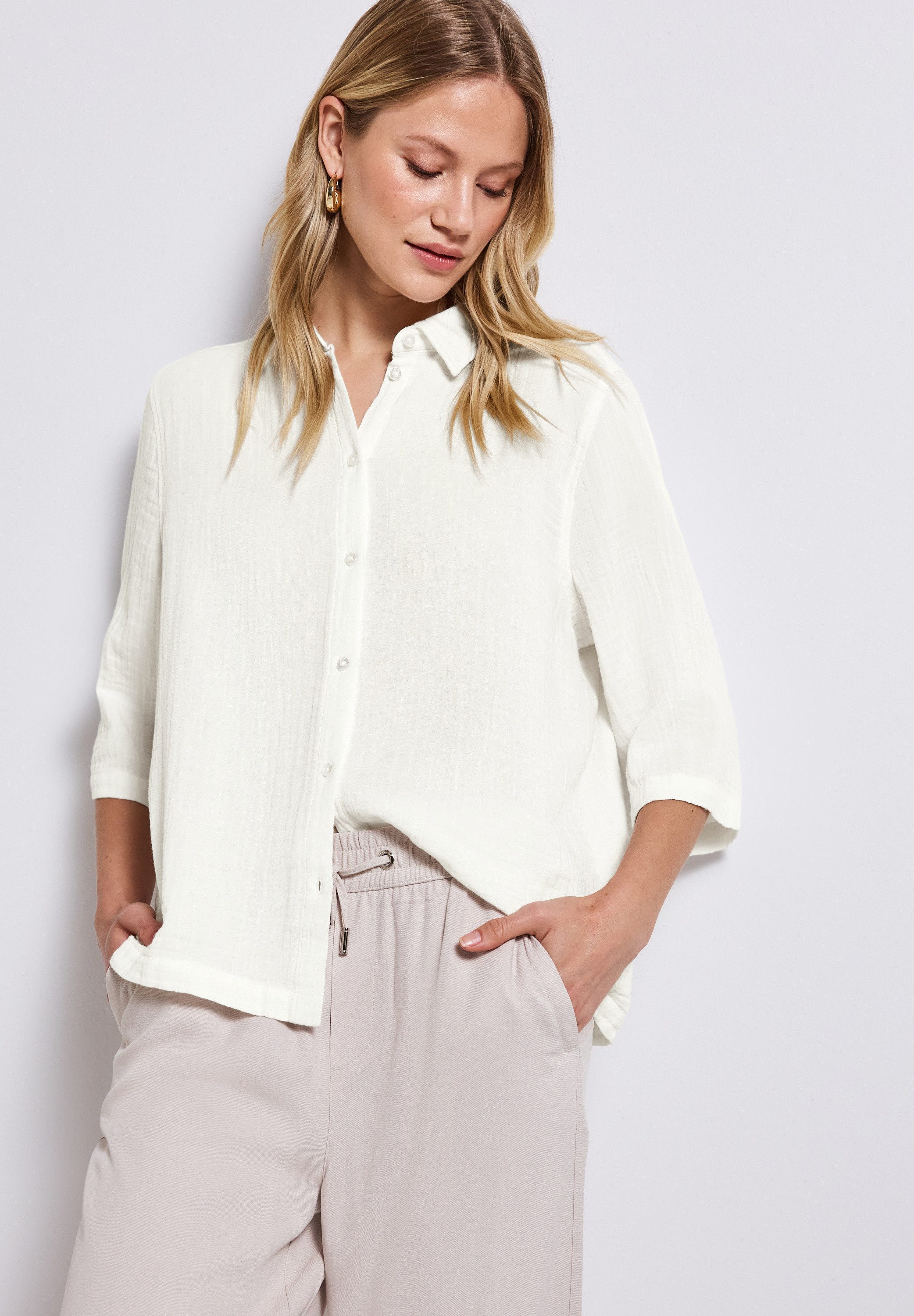 STREET ONE Hemdbluse im Musselin-Look günstig online kaufen