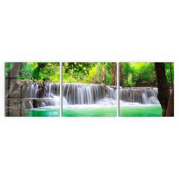 DEQORI Glasbild 'Wasserfall im Regenwald', 'Wasserfall im Regenwald', Glas Wandbild Bild schwebend modern