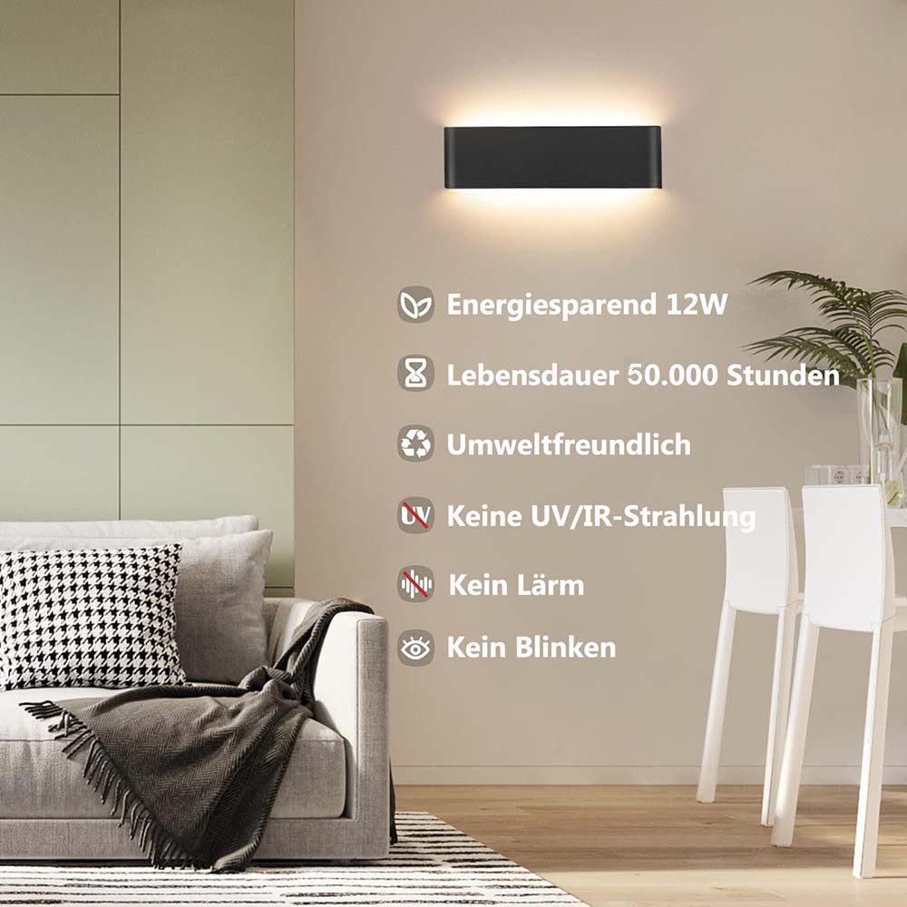 Jibenhome Wandleuchte LED Flurlampe Innen, 12W günstig online kaufen