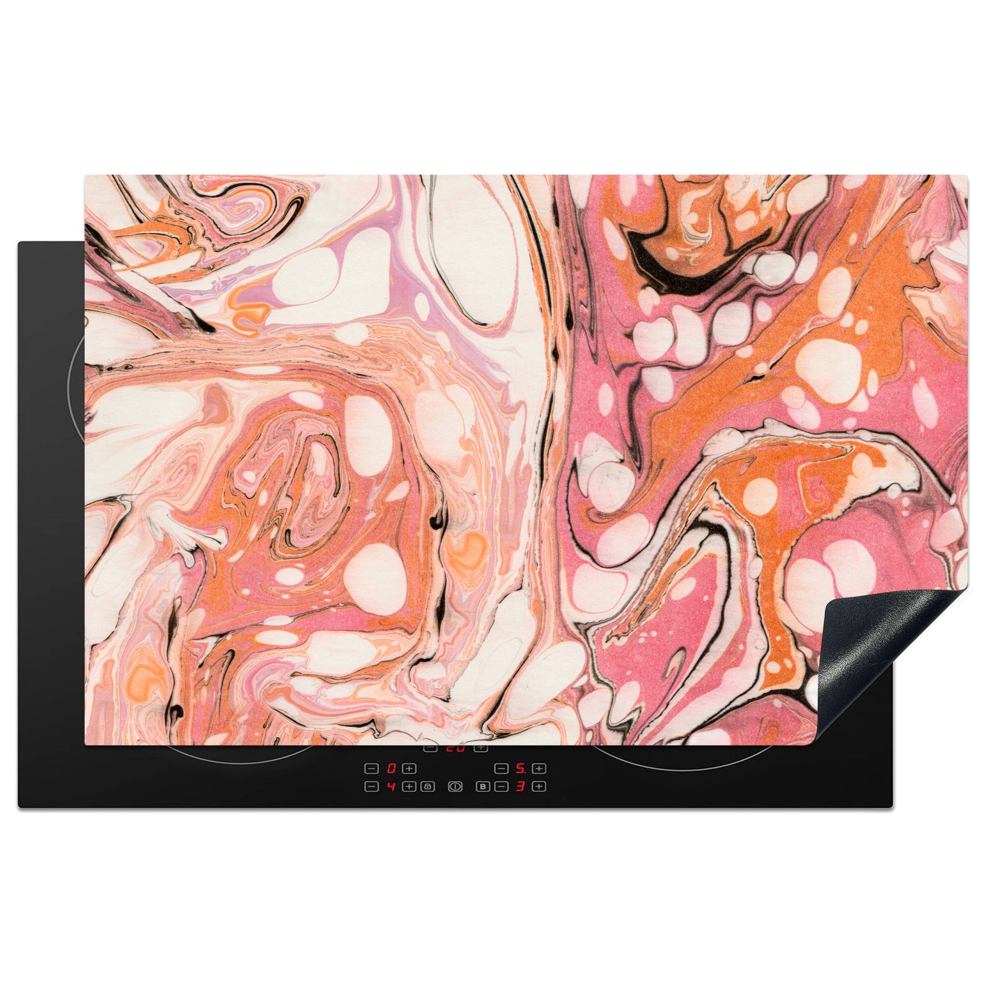 MuchoWow Herdblende-/Abdeckplatte Marmor - Rosa - Lila, Vinyl, (1 tlg), 81x52 cm, Induktionskochfeld Schutz für die küche, Ceranfeldabdeckung