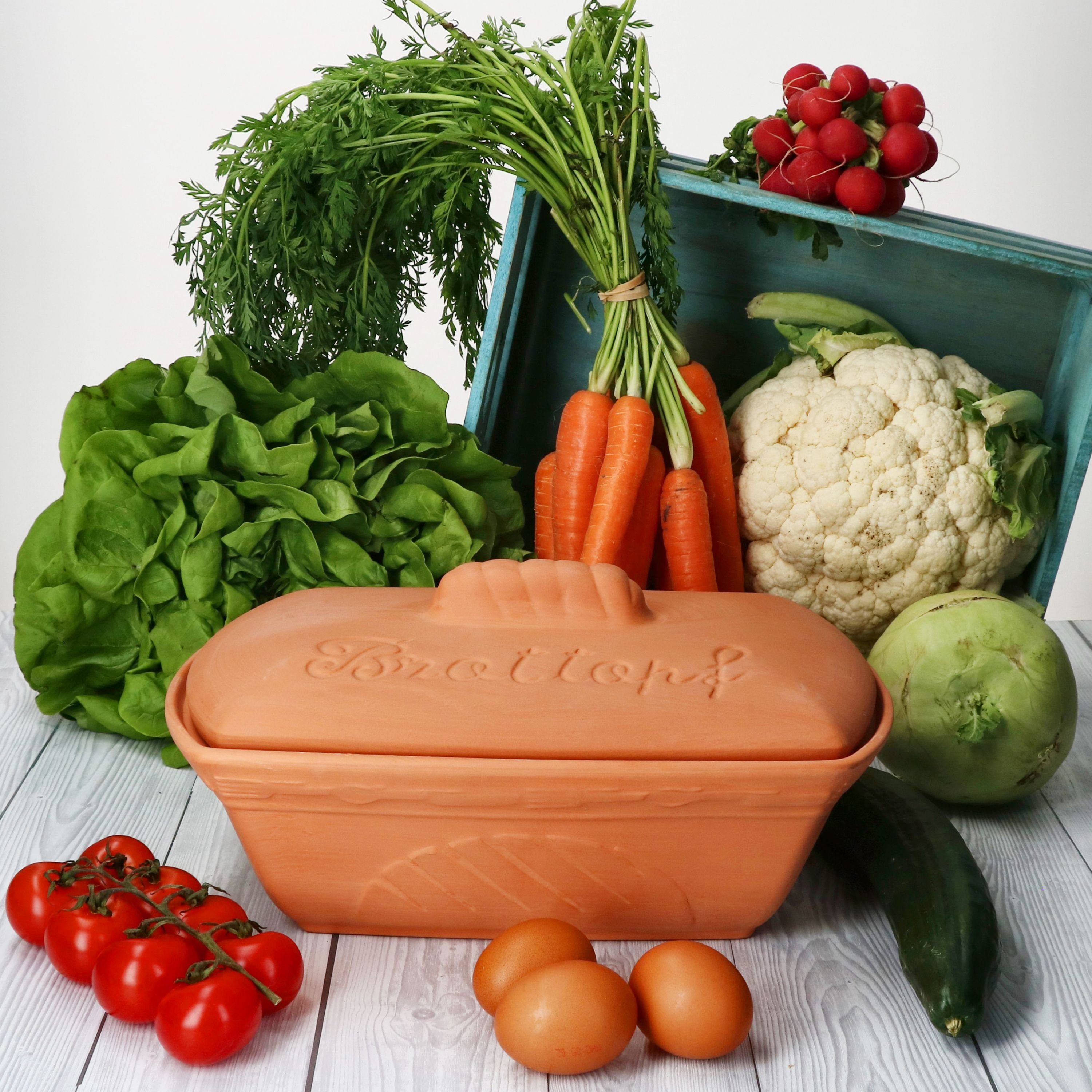 MamboCat Brotkasten Terra Brottopf Brotkasten mit Deckel Brötchen Aufbewahrungsbox Ton, Ton