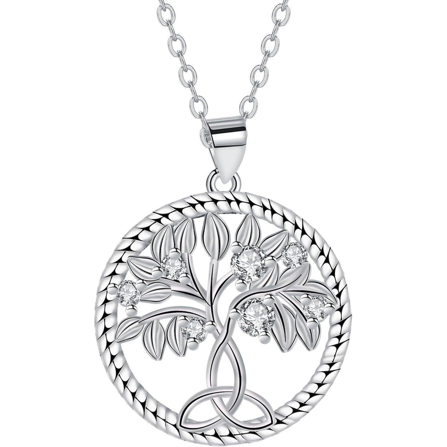 Kette mit Anhänger Halskette Lebensbaum Damen 925 Sterling Silber Geschenk Silber-5