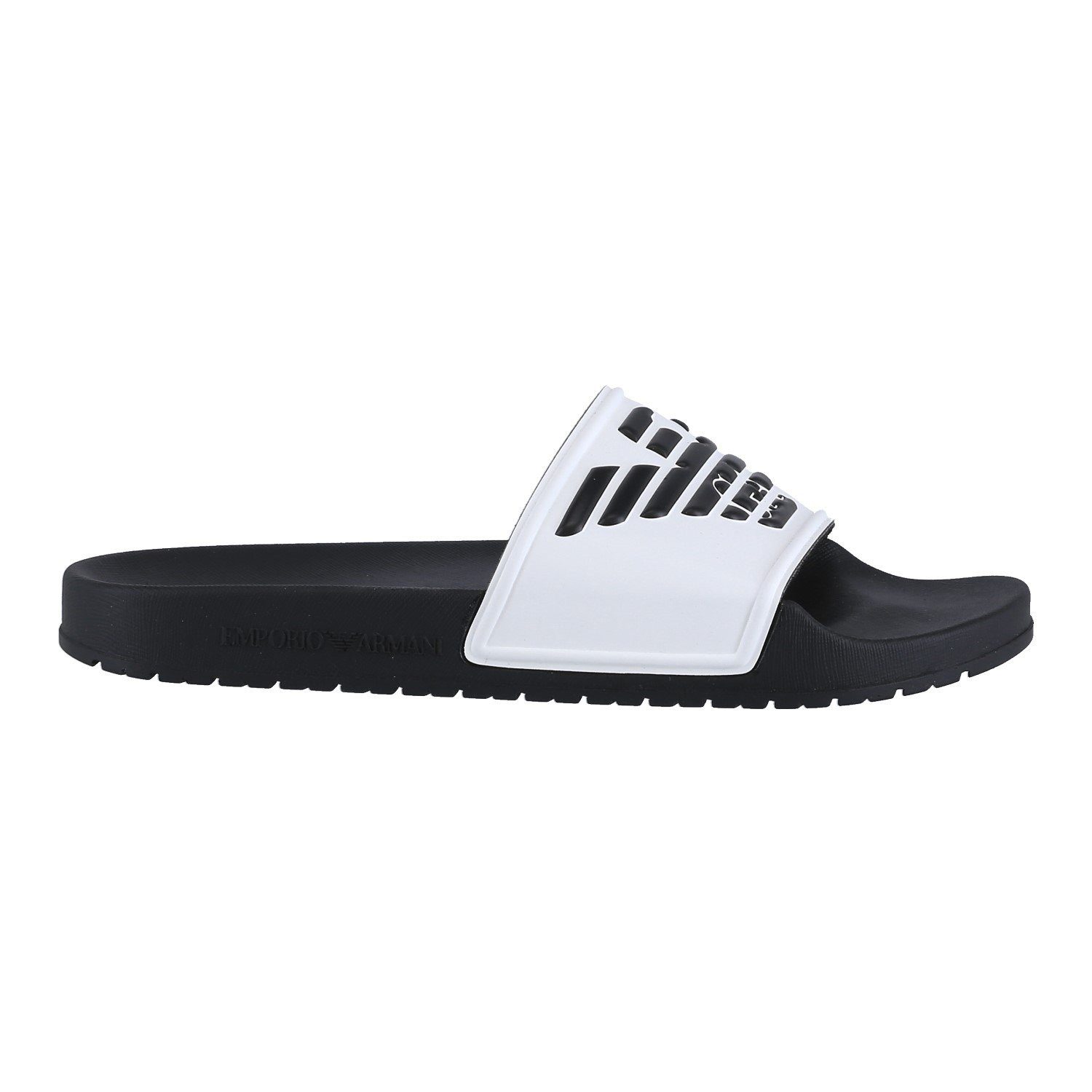 Emporio Armani Sliders schwarz/weiss Herren Badeschuh günstig online kaufen