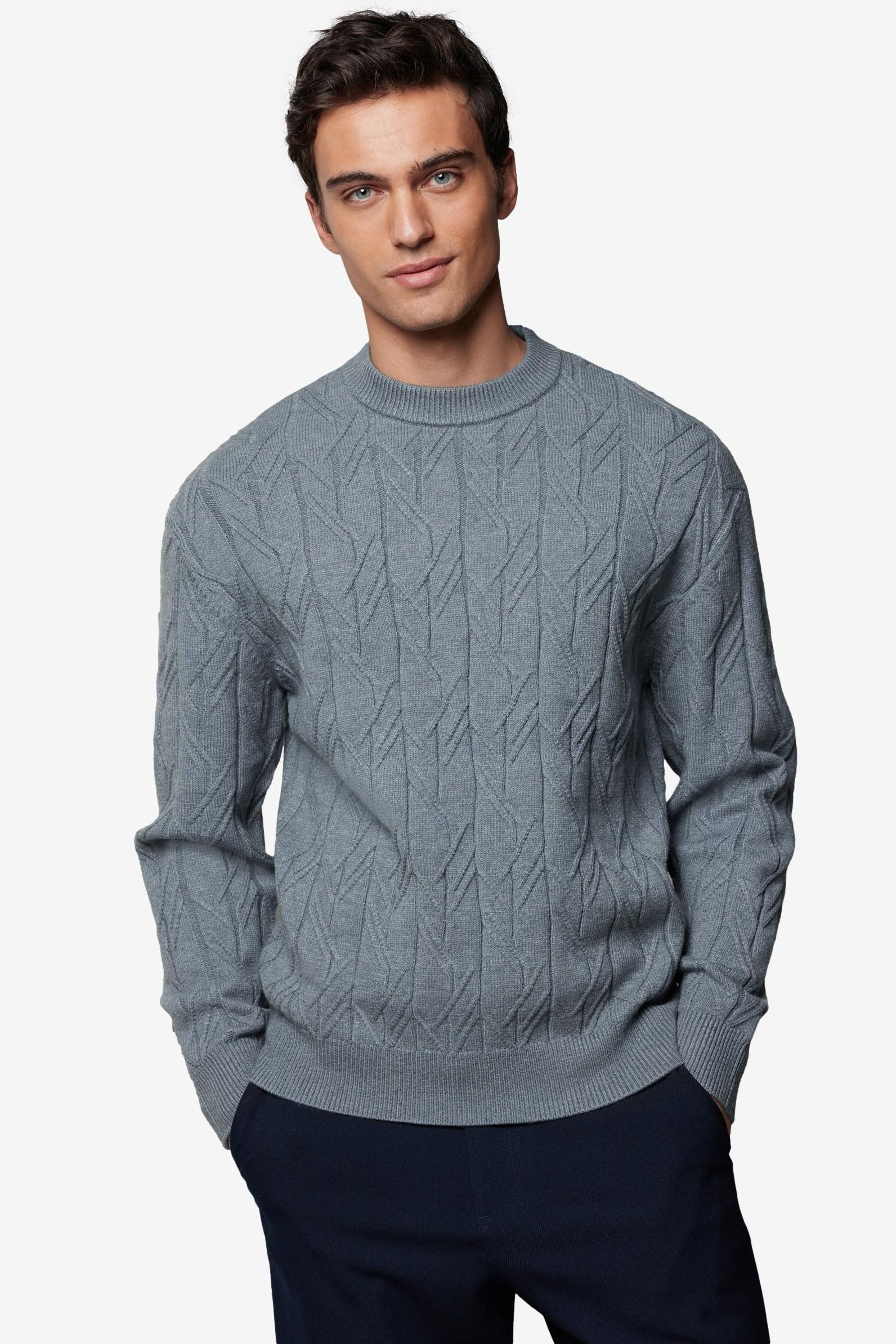 Rundhalspullover Regular Fit Rundhalspullover mit Strukturmuster