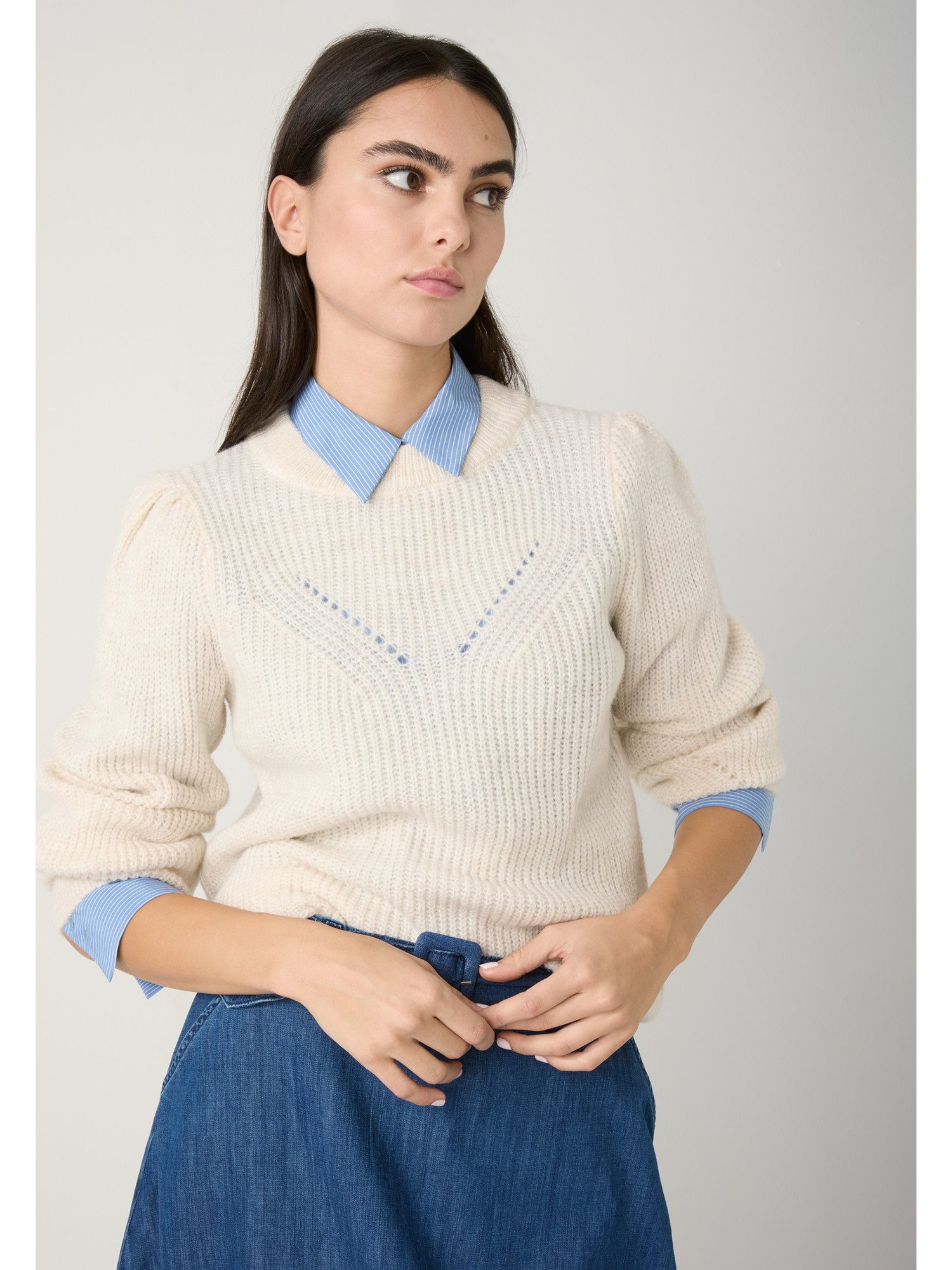 MORE&MORE Rundhalspullover kuscheliger Rippstrickpullover günstig online kaufen