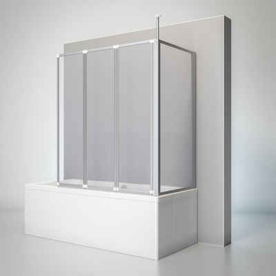 Schulte Badewannenaufsatz Well mit Seitenwand, 129 x 140 x 75 cm, Kunstglas, (4 tlg), Alu-Natur
