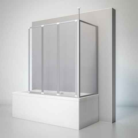 Schulte Badewannenaufsatz Well, Kunstglas, 3 tlg + Festelement, Tropfen Dekor, BxH: 129 x 140 cm