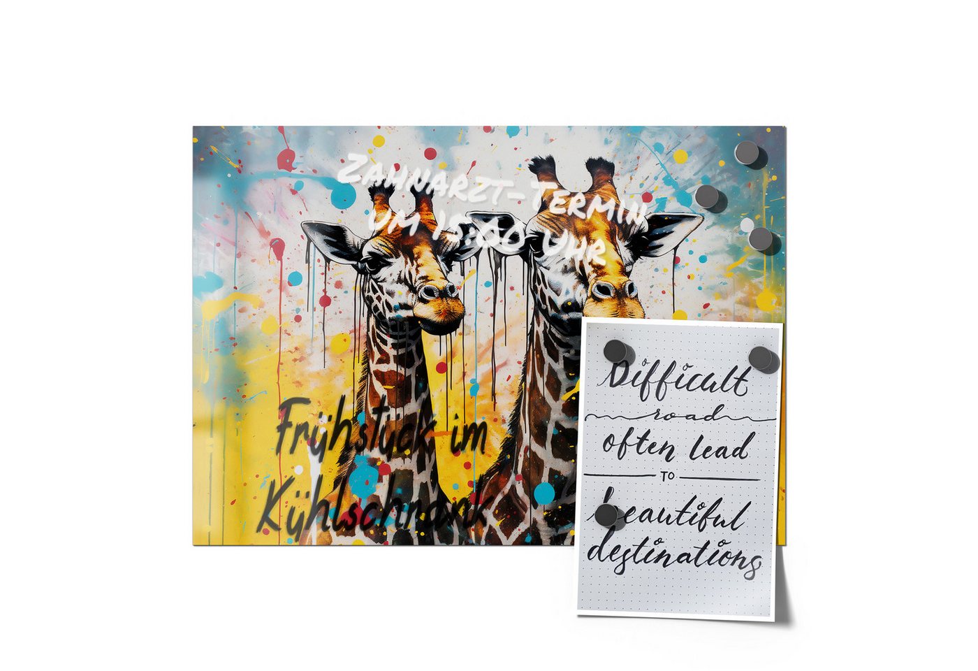 Thumbnail - DEQORI Magnetfolie 'Giraffenleben in Farbe', beschreibbar universal Magnetmatte magnetisch Folie Planer Kalender