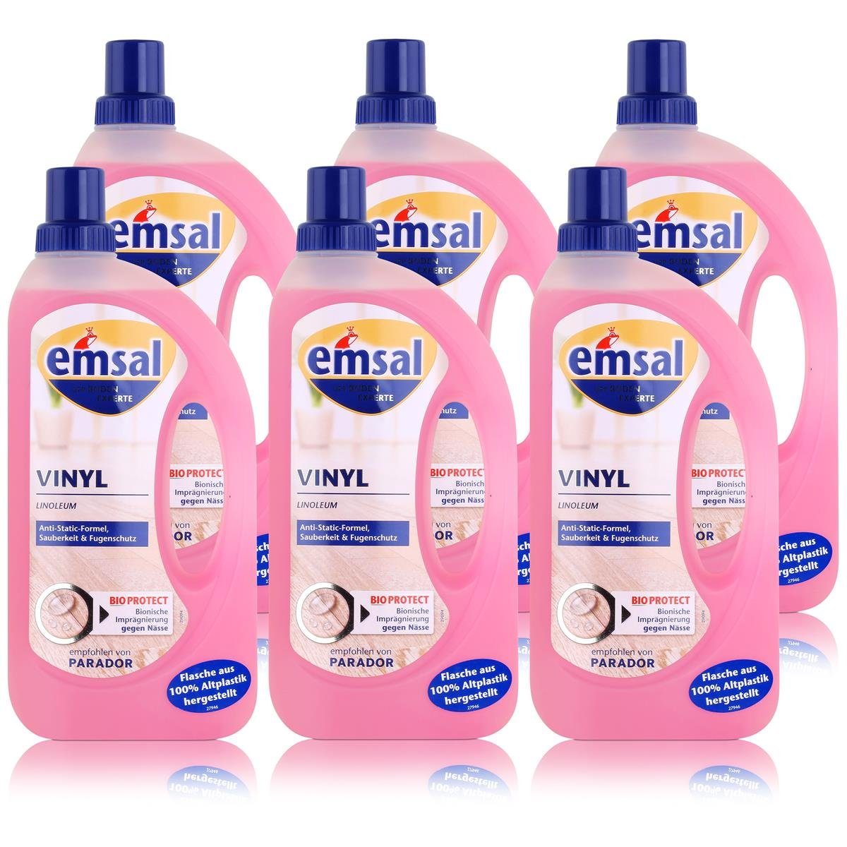 emsal emsal Bodenreiniger für Vinyl Linoleum 1L mit Anti-Static-Formel (6er Fussbodenreiniger
