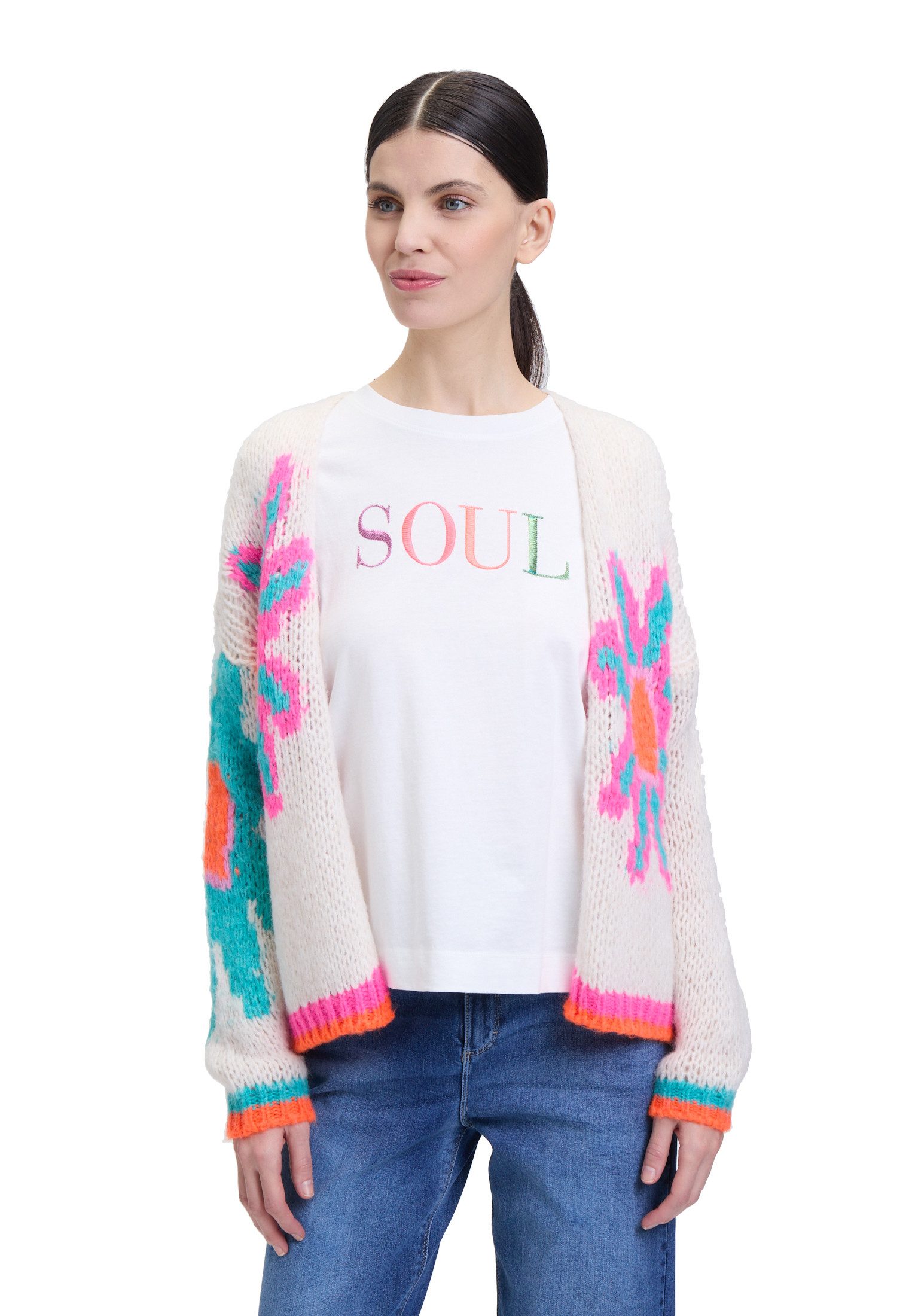 Cartoon Strickjacke Cartoon Damen Strick-Cardigan mit günstig online kaufen